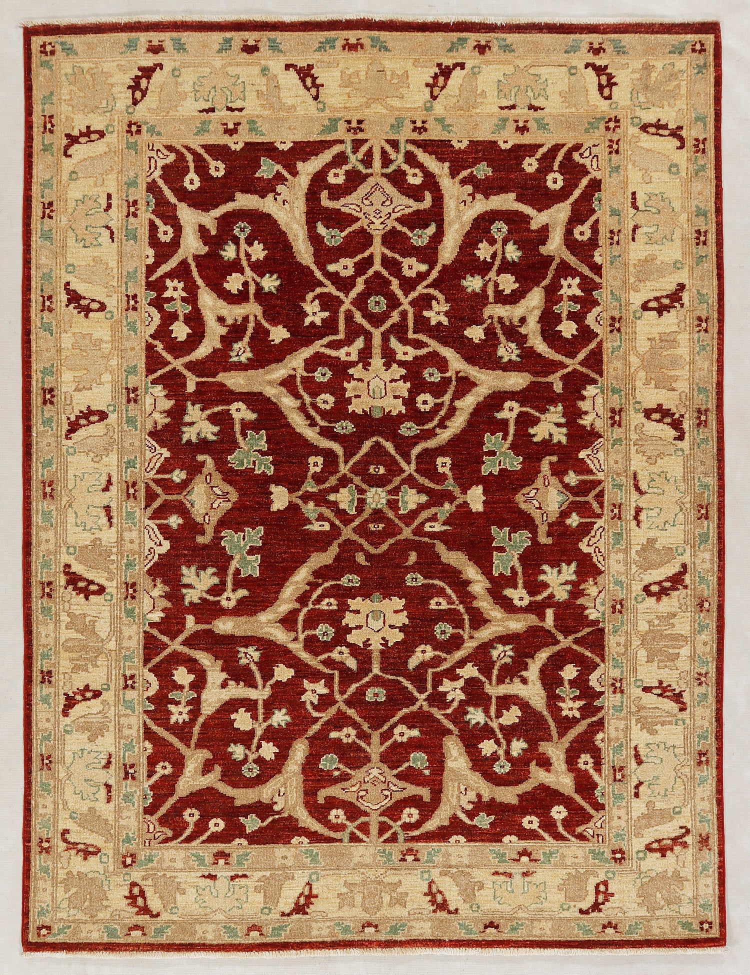 Ziegler Persian Hand Knotted Wool Rug Red 4'6" x 6'6"