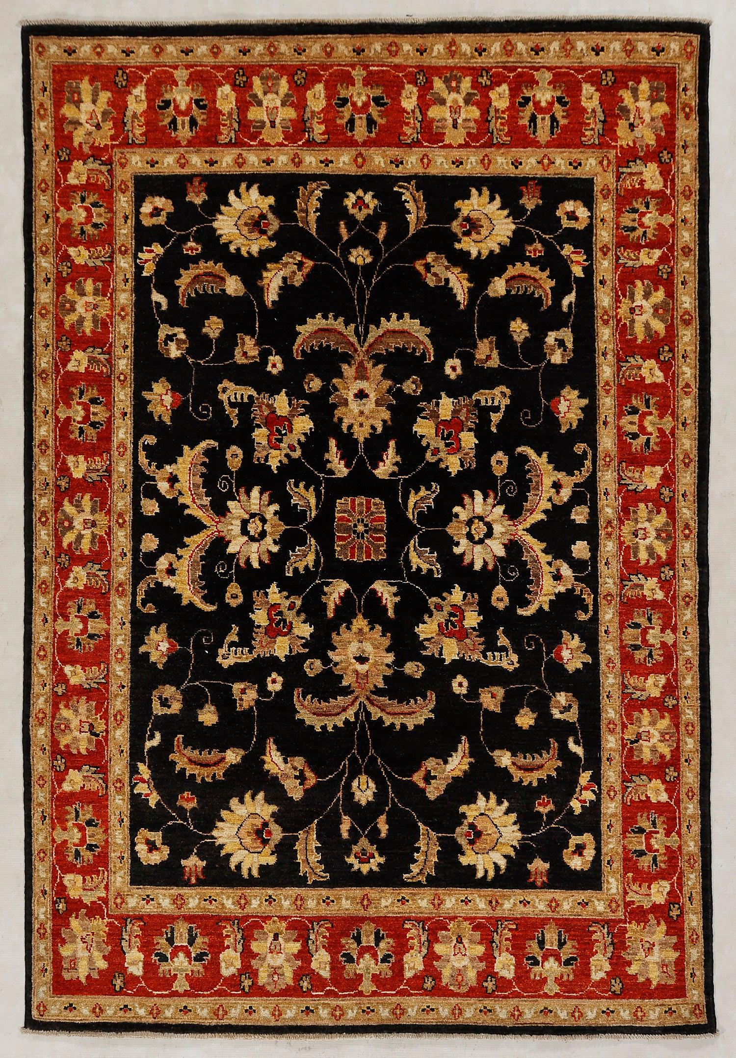 Ziegler Persian Hand Knotted Wool Rug Black 5' x 7'