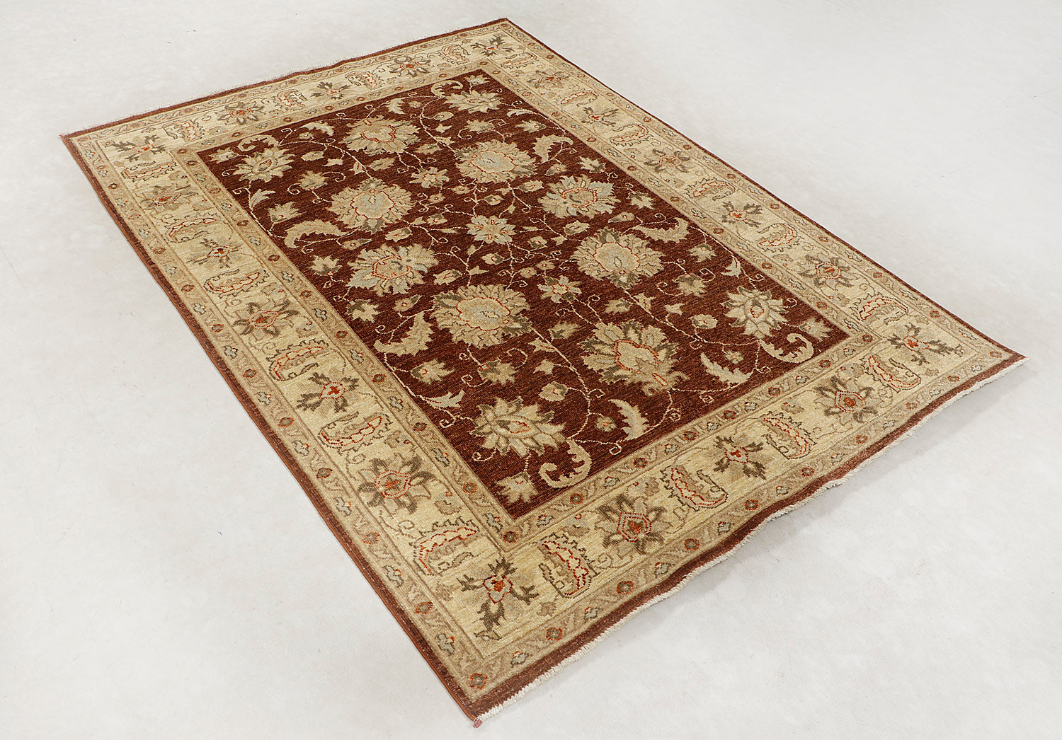 Ziegler Persian Hand Knotted Wool Rug Brown 5' x 7'