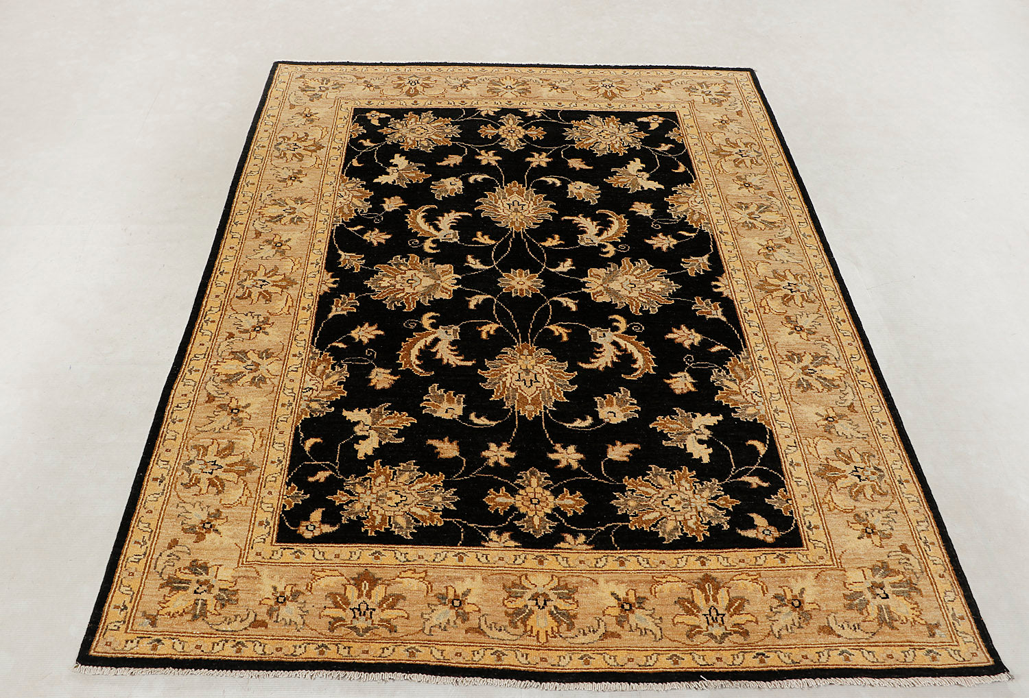 Ziegler Persian Hand Knotted Wool Rug Black 4'6" x 6'6"