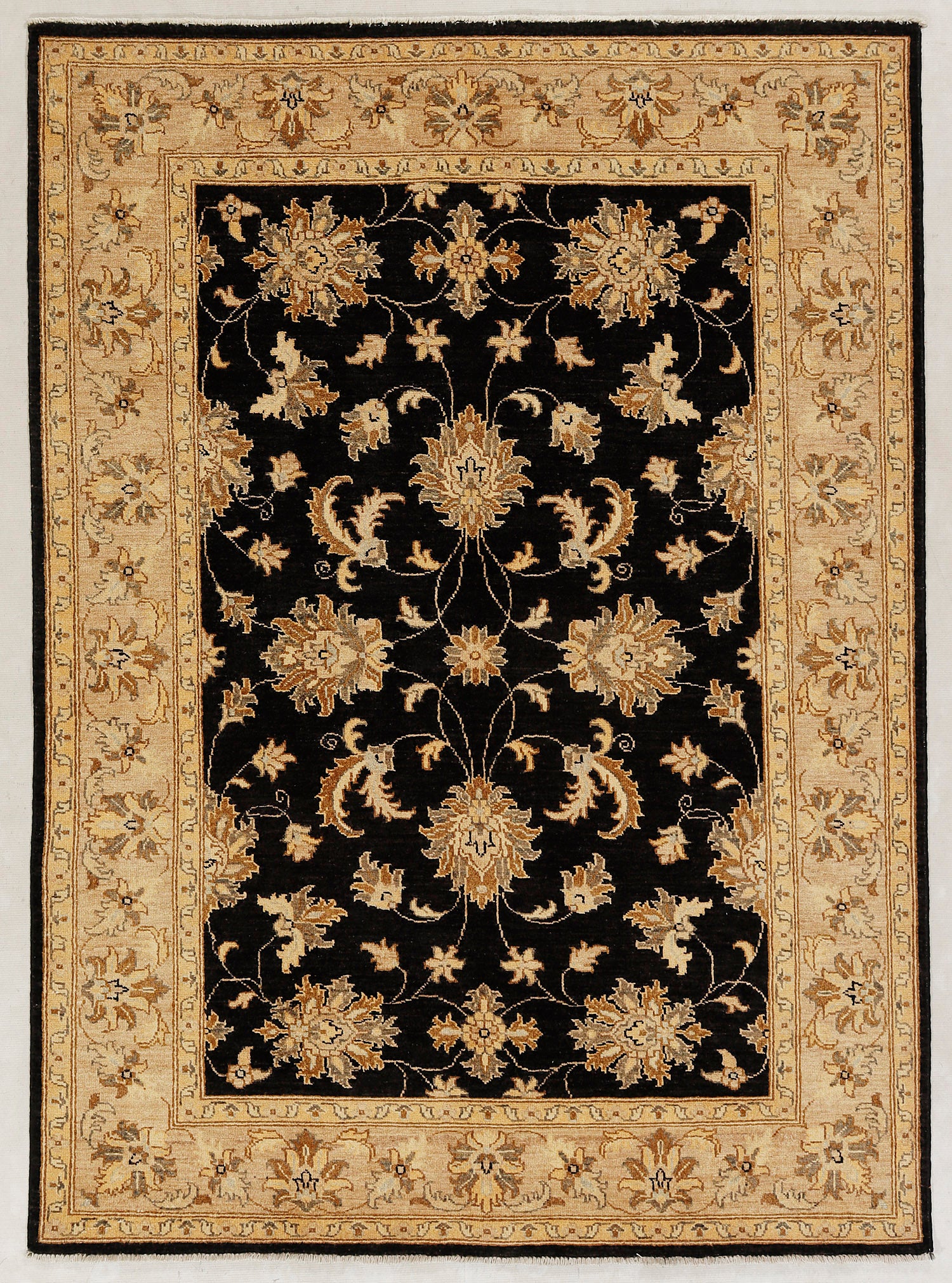Ziegler Persian Hand Knotted Wool Rug Black 4'6" x 6'6"