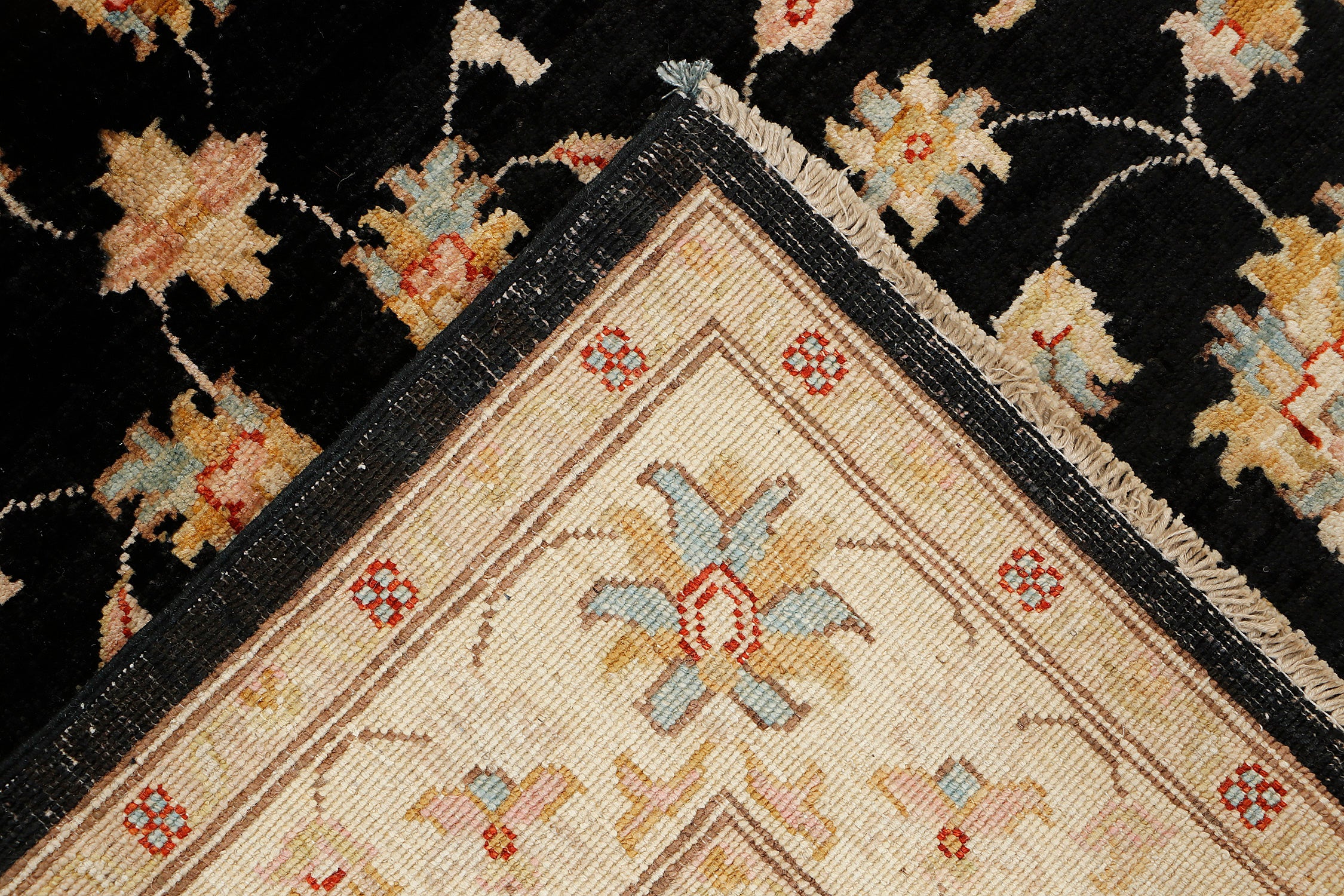 4' x 6' Black Handmade Persian Rug ZIEGLER Rectangular