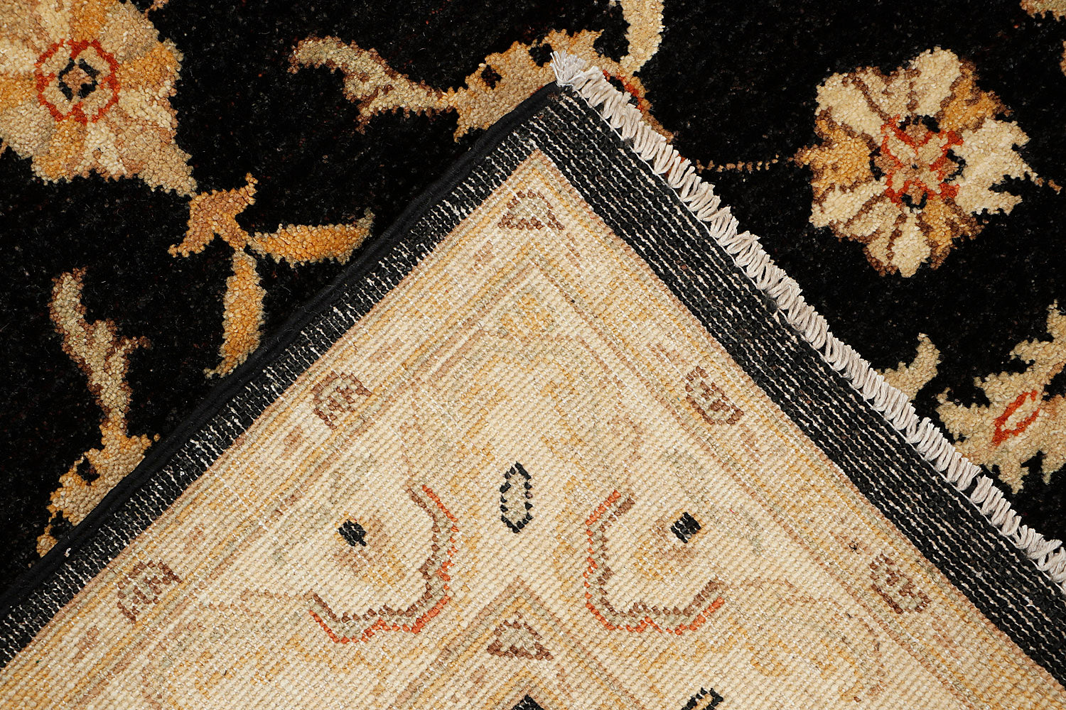 4' x 6' Black Handmade Persian Rug ZIEGLER Rectangular