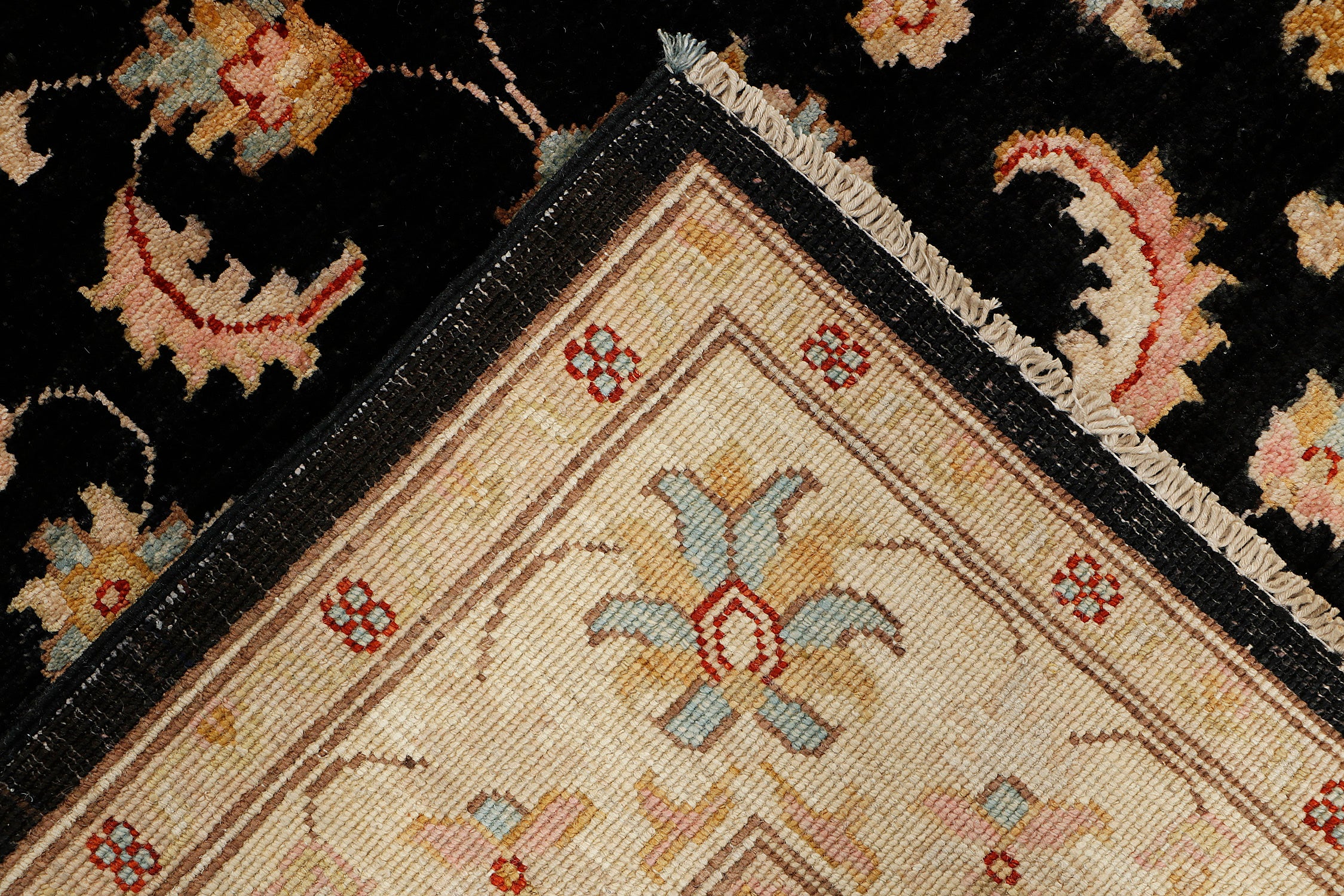 4' x 6' Black Handmade Persian Rug ZIEGLER Rectangular