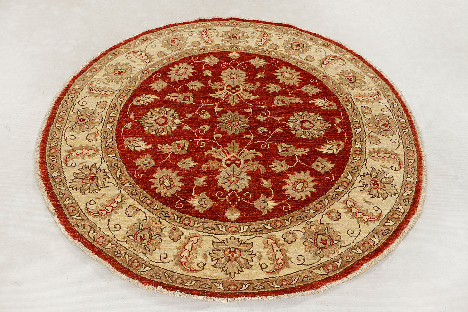Ziegler Persian Hand Knotted Wool Square Rug Red 5' x 5'