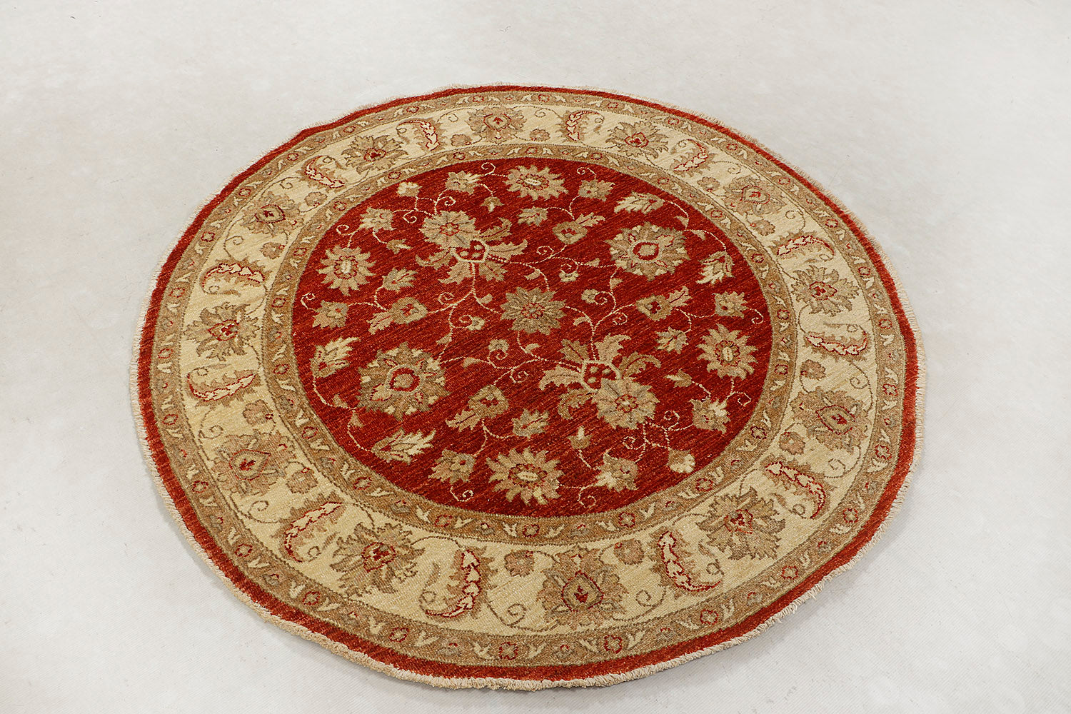 Ziegler Persian Hand Knotted Wool Square Rug Red 5' x 5'
