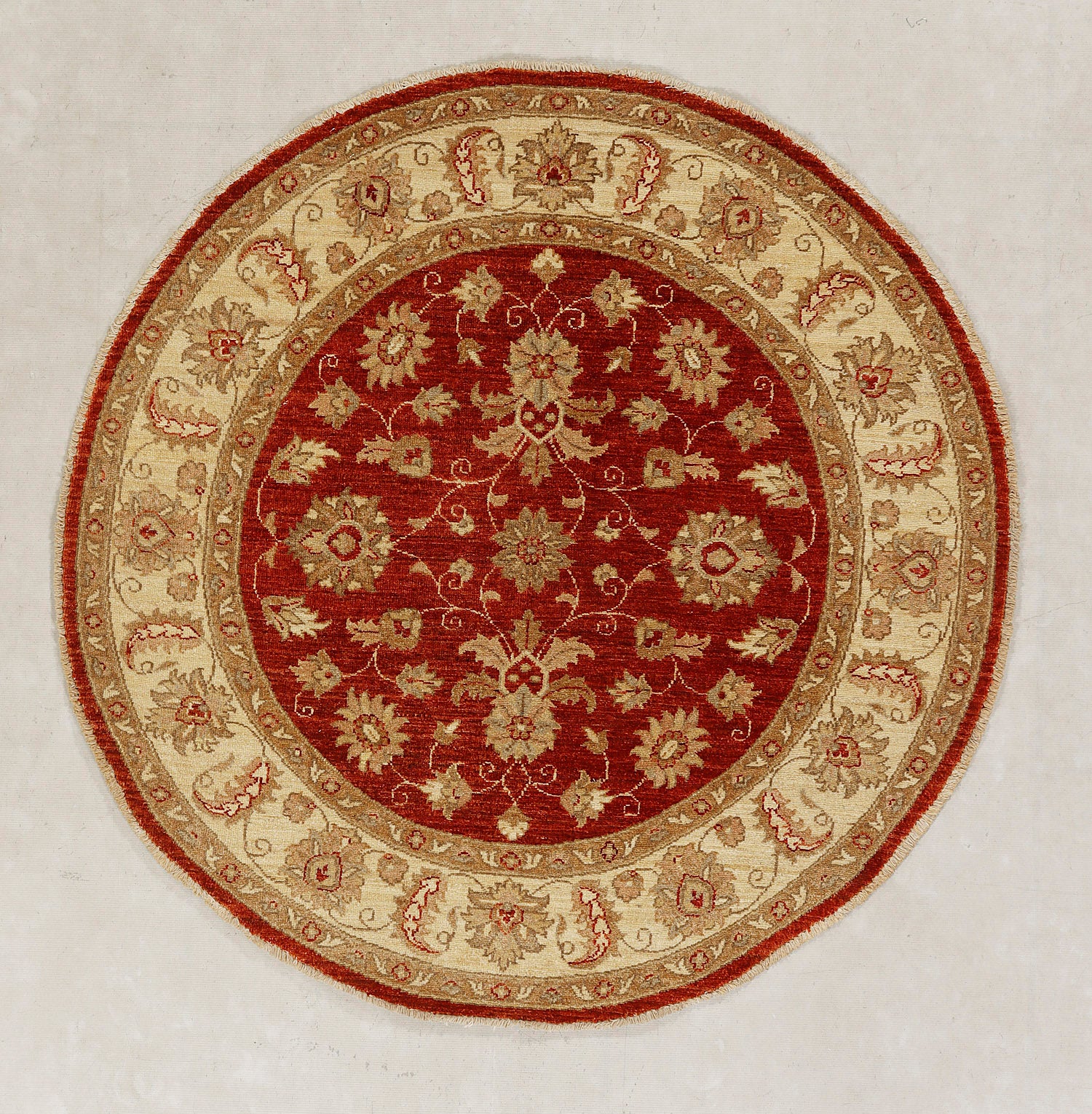 Ziegler Persian Hand Knotted Wool Square Rug Red 5' x 5'