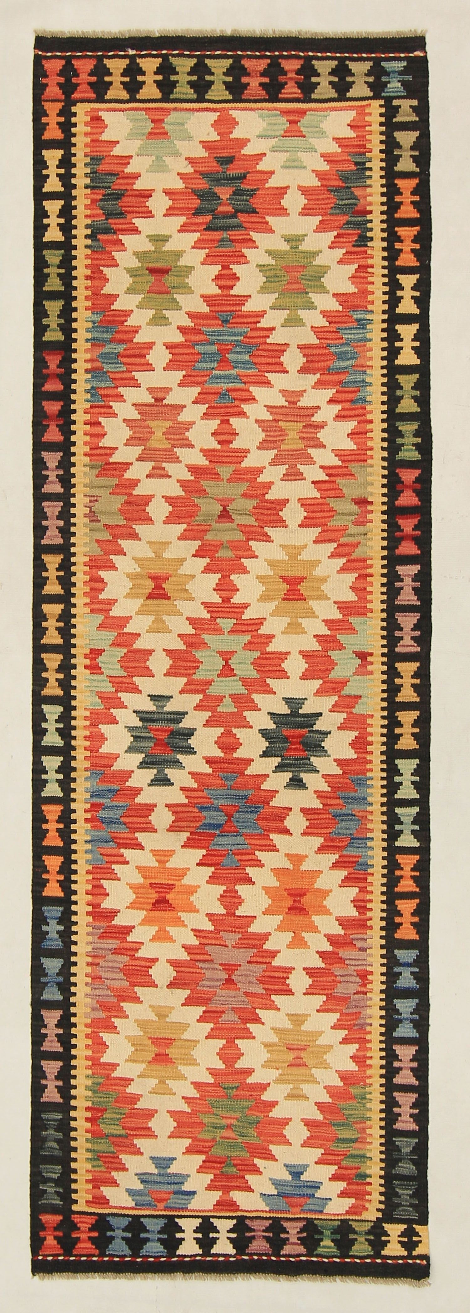 3' X 8' Multy Handmade Veggie Dye Kilim Rug Runner