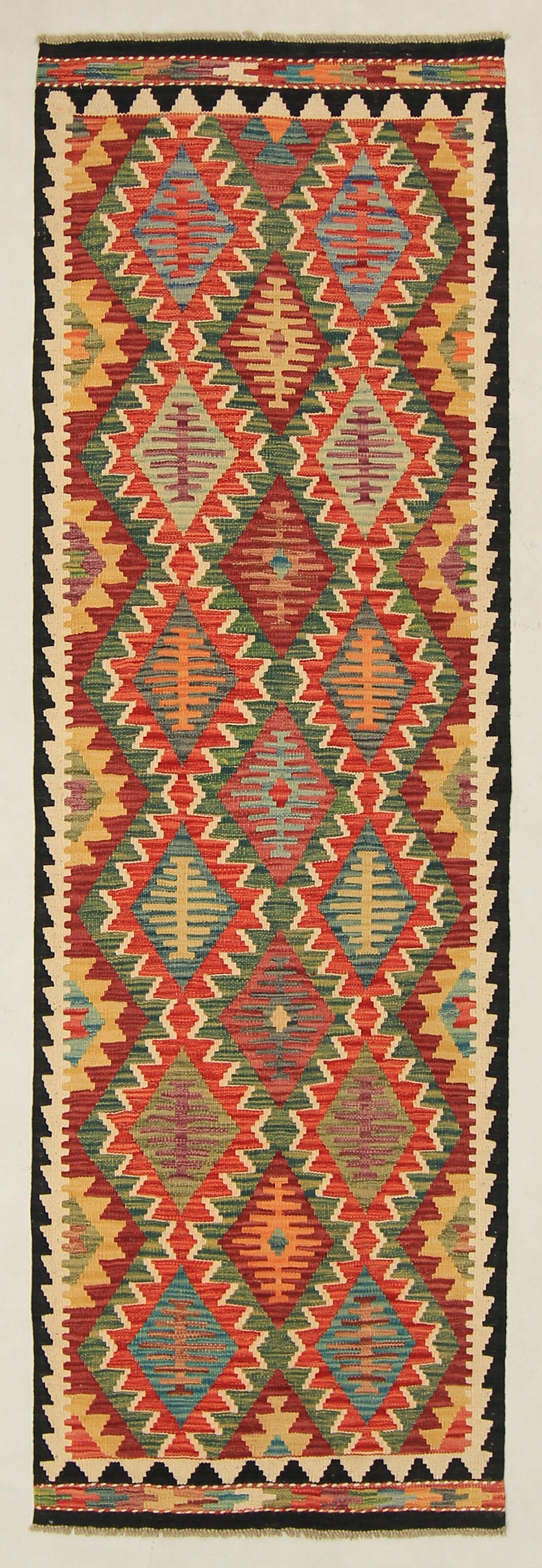 3' X 8' Multy Handmade Veggie Dye Kilim Rug Runner