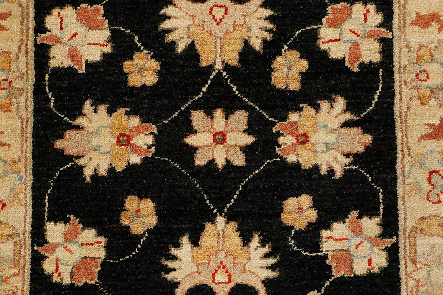 Ziegler Persian Hand Knotted Wool Runner Black 2'6" x 9'