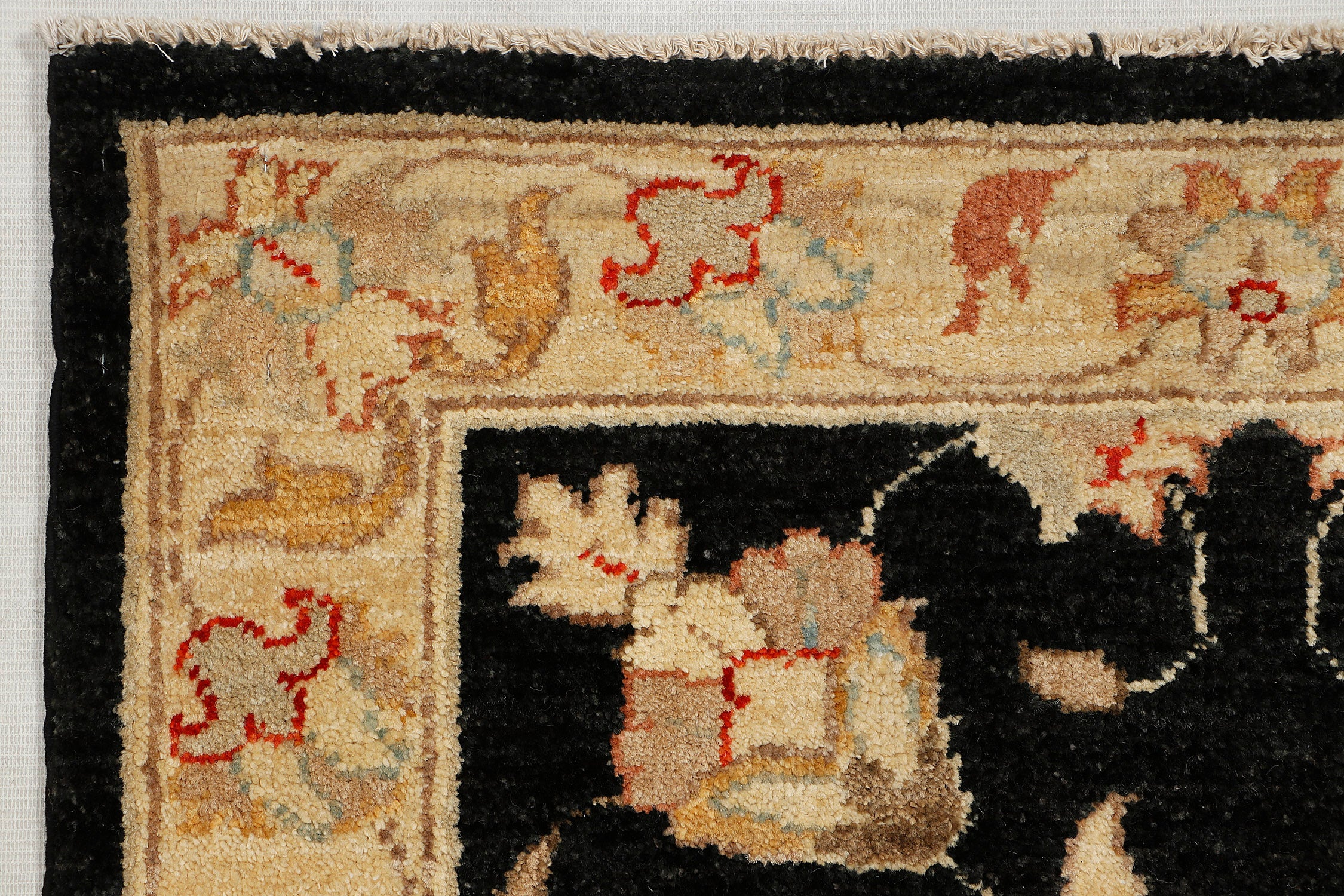 Ziegler Persian Hand Knotted Wool Runner Black 2'6" x 9'