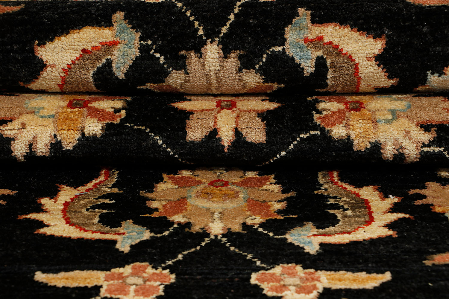 Ziegler Persian Hand Knotted Wool Runner Black 2'6" x 9'