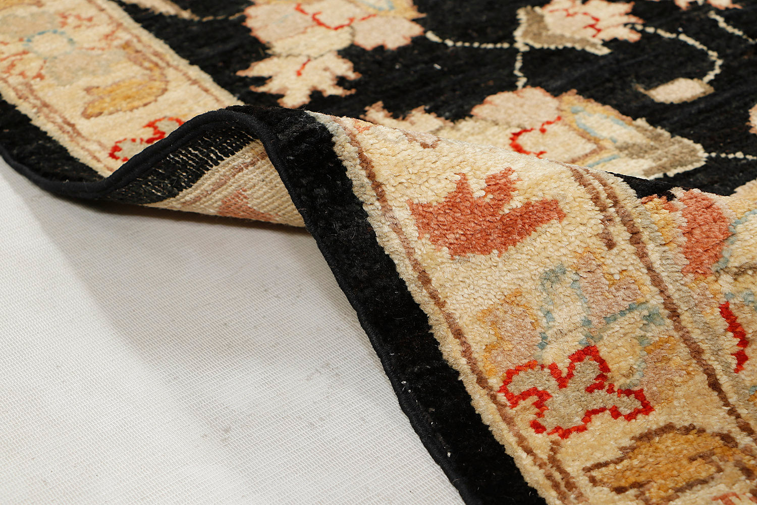 Ziegler Persian Hand Knotted Wool Runner Black 2'6" x 9'