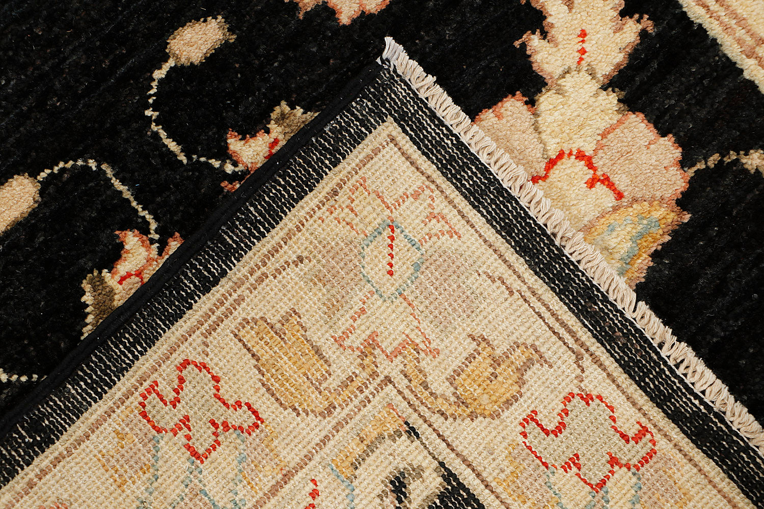 Ziegler Persian Hand Knotted Wool Runner Black 2'6" x 9'