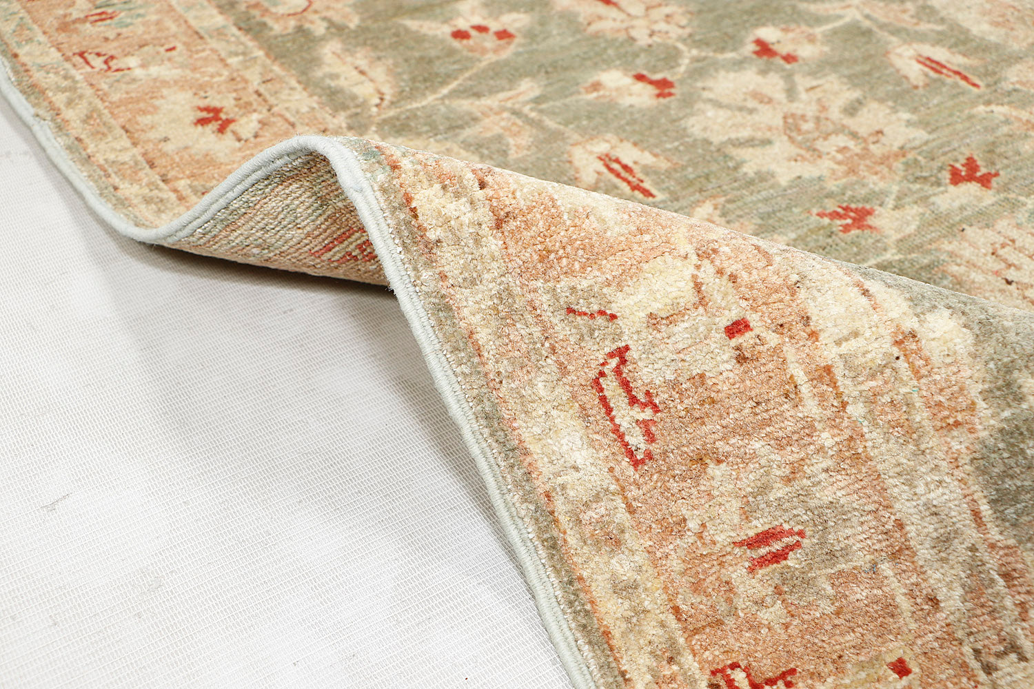 Ziegler Persian Hand Knotted Wool Runner Green 10'6" x 2'6"