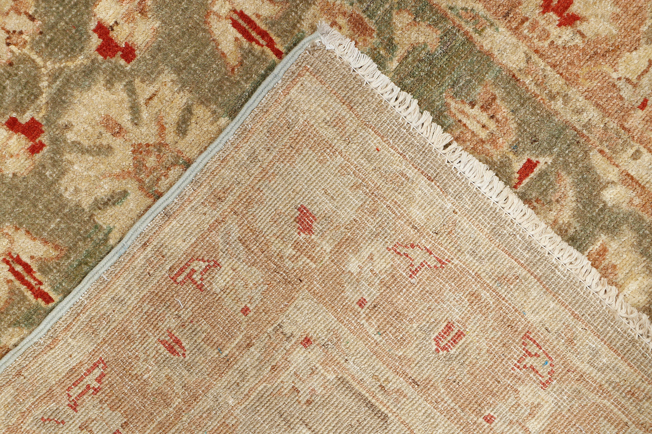 Ziegler Persian Hand Knotted Wool Runner Green 10'6" x 2'6"