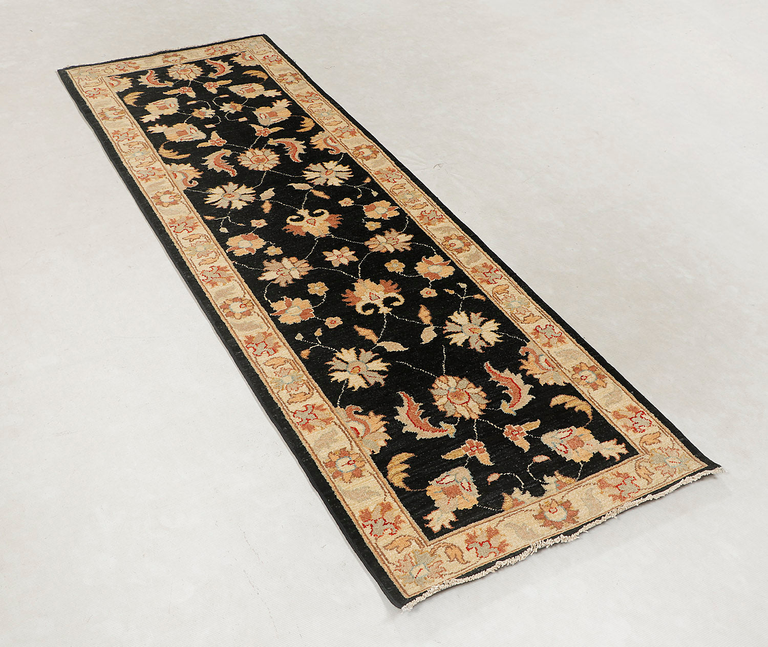 Ziegler Persian Hand Knotted Wool Runner Black 3' x 8'
