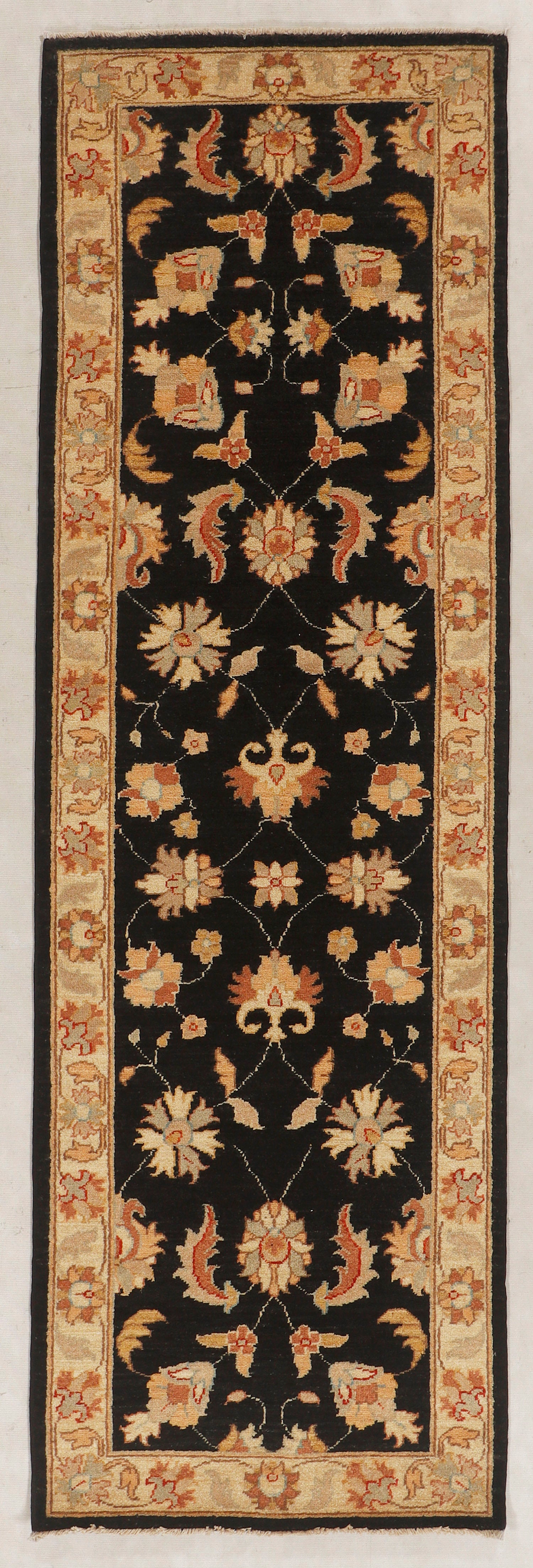 Ziegler Persian Hand Knotted Wool Runner Black 3' x 8'