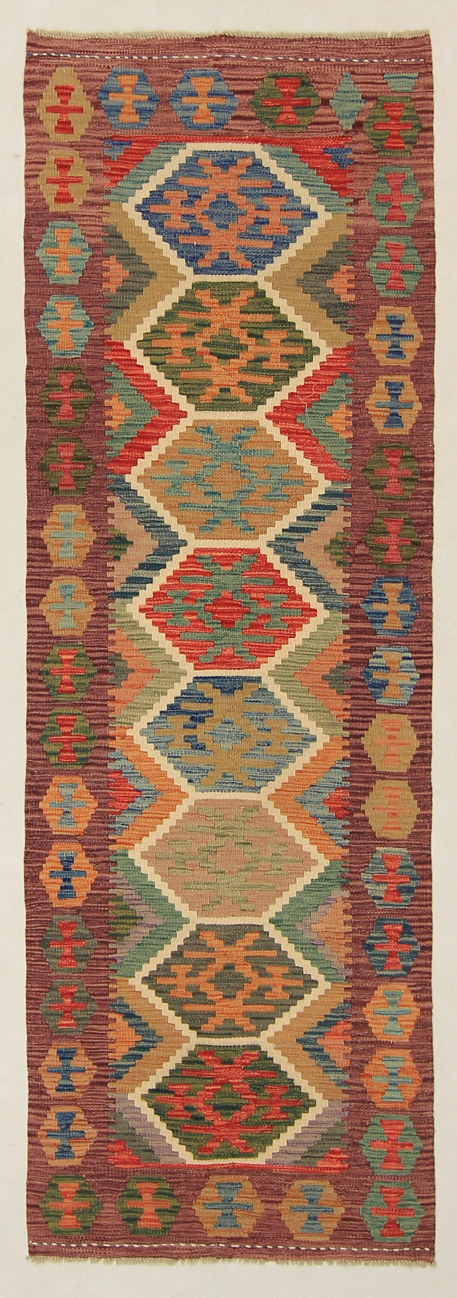 3' X 8' Multy Handmade Veggie Dye Kilim Rug Runner