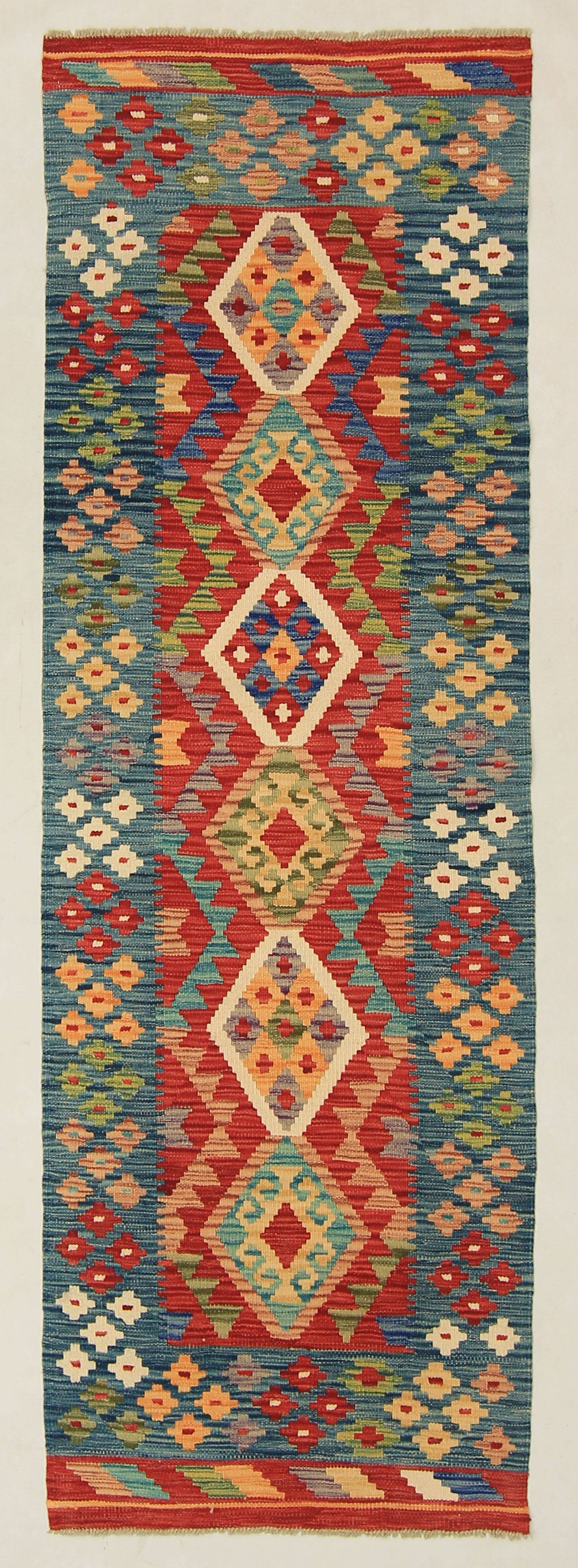 3' X 8' Multy Handmade Veggie Dye Kilim Rug Runner