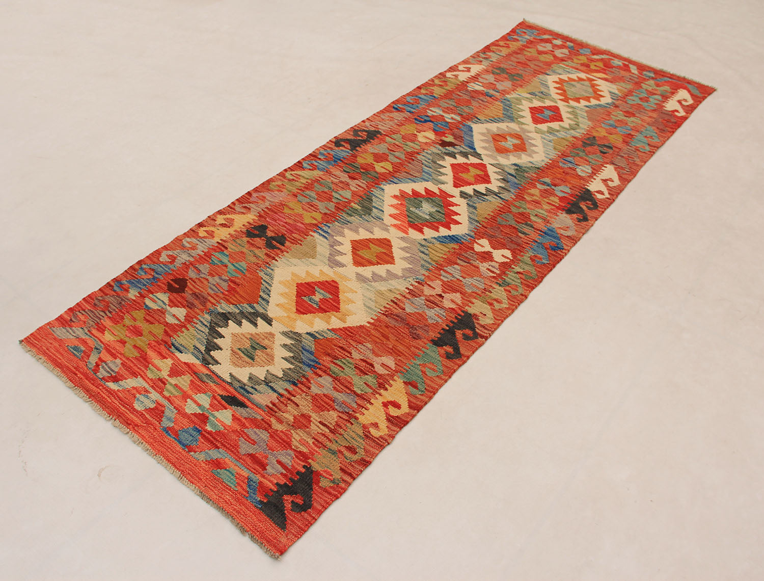 3' X 8' Multy Handmade Veggie Dye Kilim Rug Runner