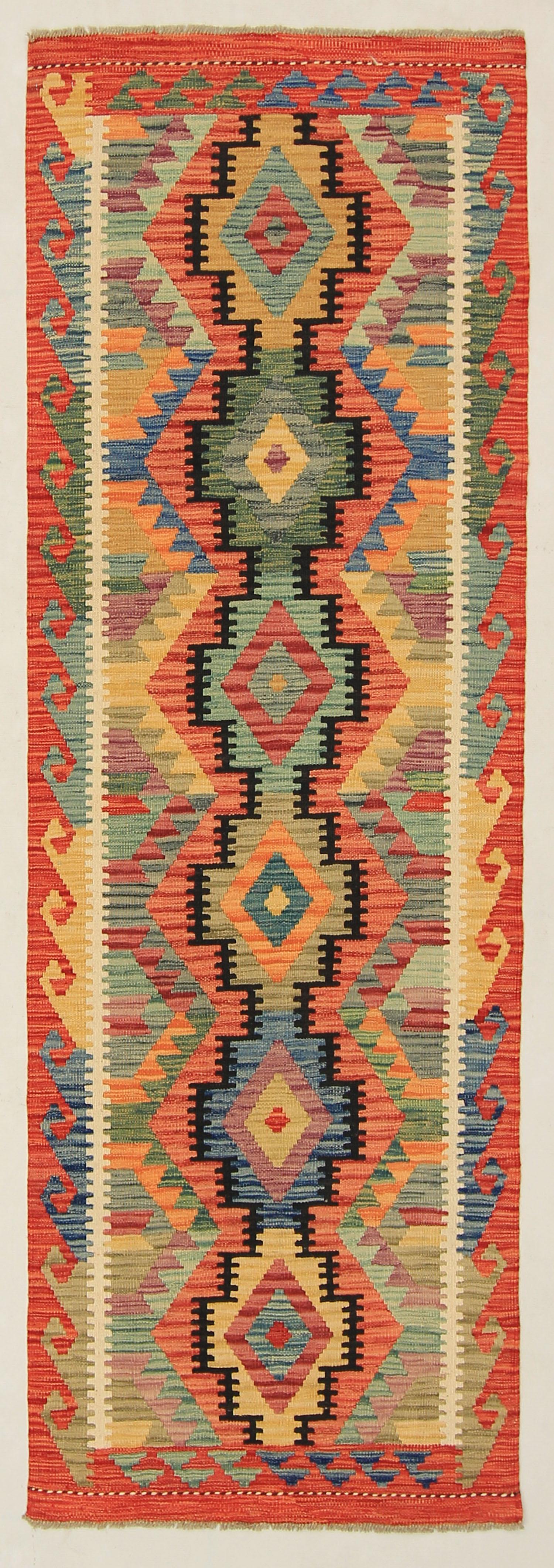 3' X 8' Multy Handmade Veggie Dye Kilim Rug Runner