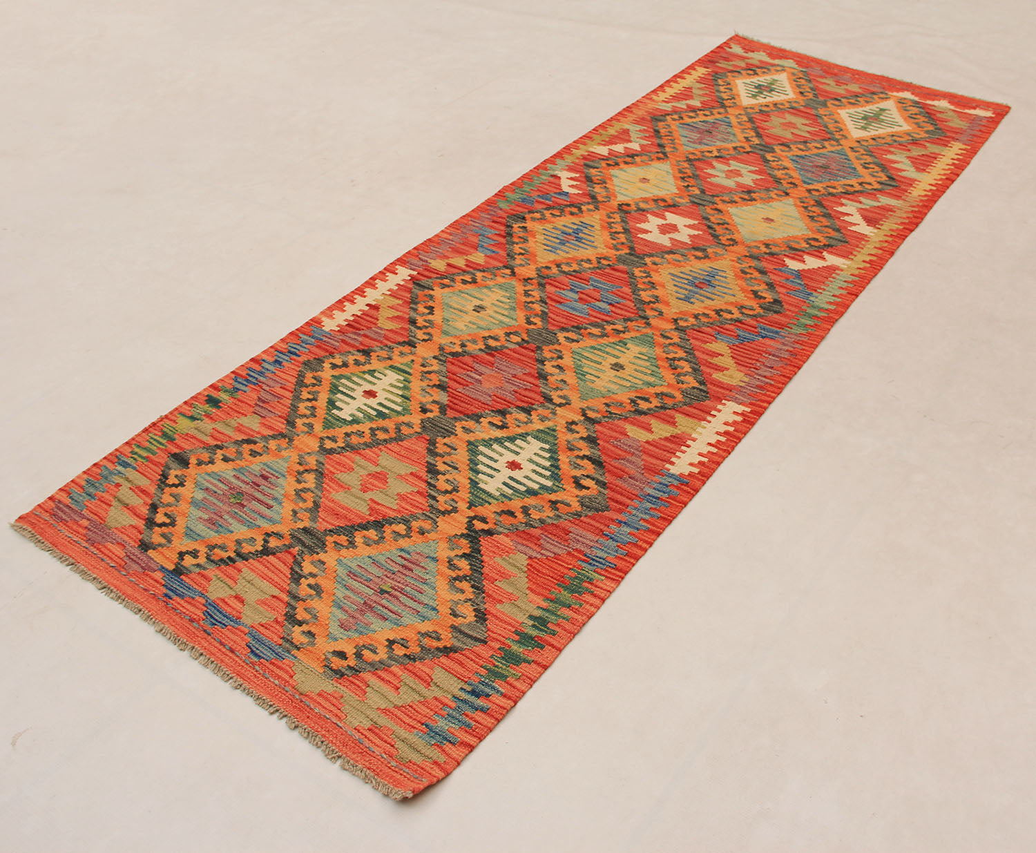3' X 8' Multy Handmade Veggie Dye Kilim Rug Runner