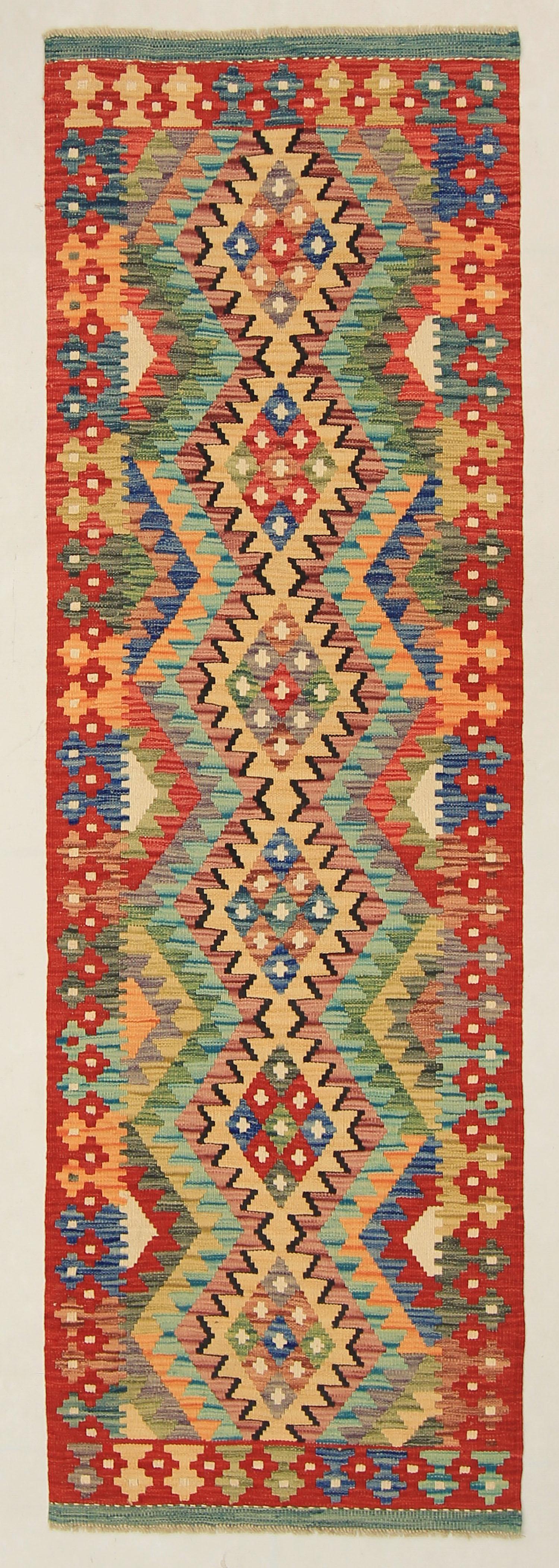 3' X 8' Multy Handmade Veggie Dye Kilim Rug Runner