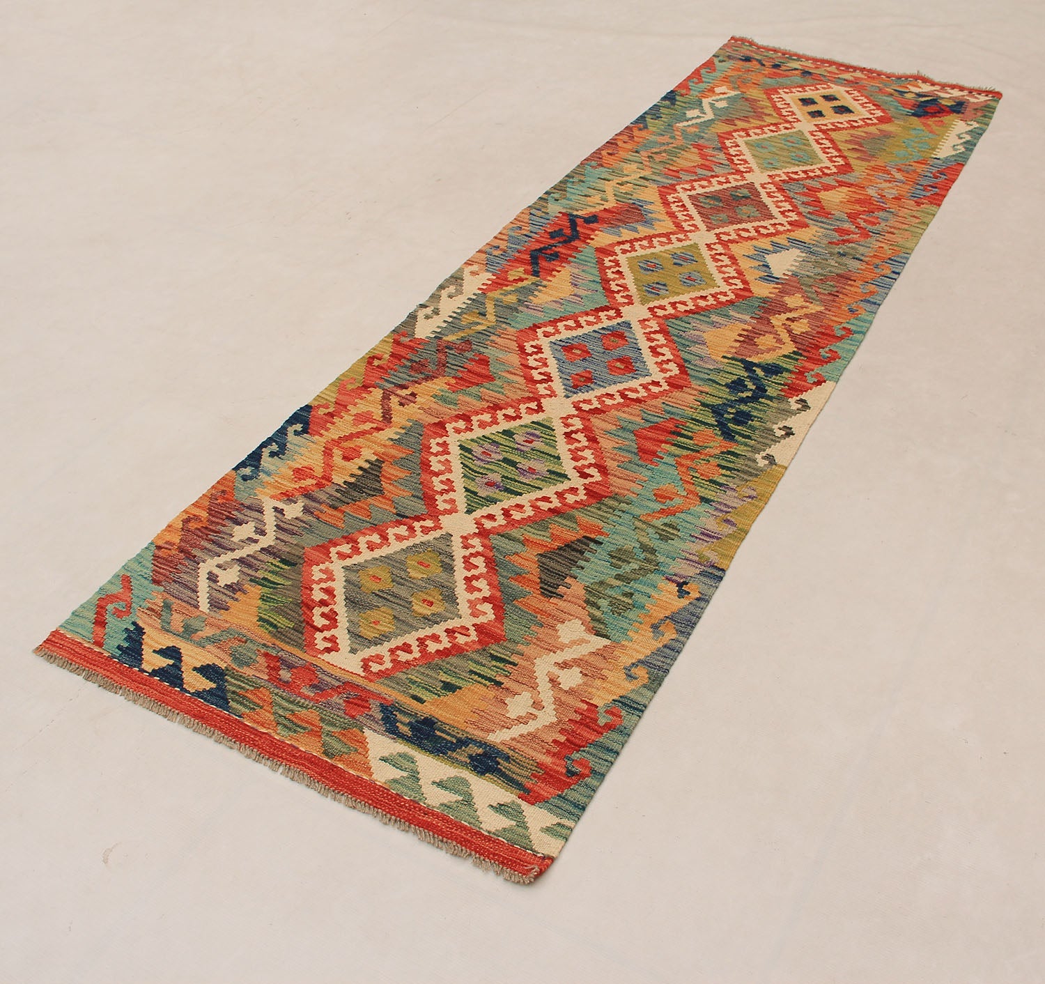 3' X 8' Multy Handmade Veggie Dye Kilim Rug Runner