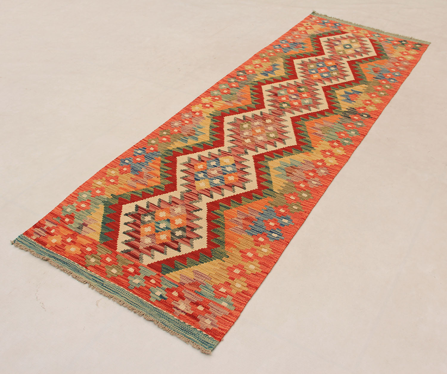 3' X 8' Multy Handmade Veggie Dye Kilim Rug Runner