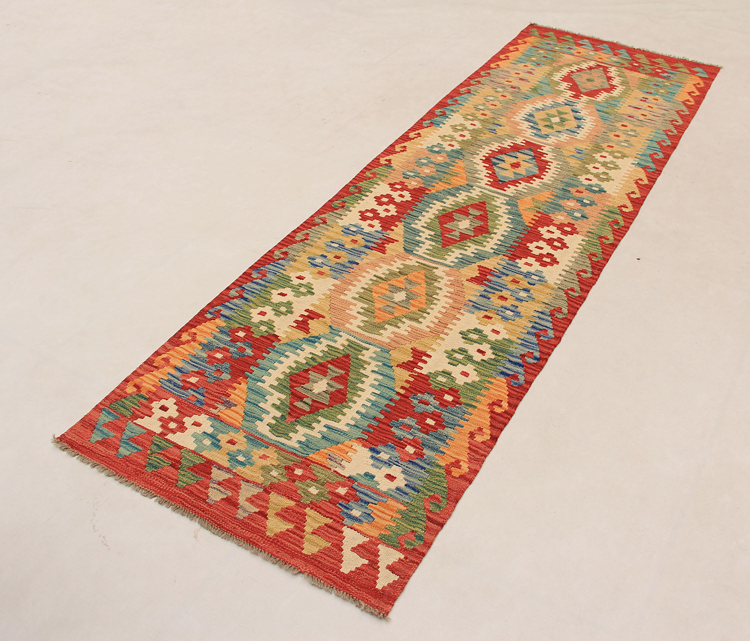 3' X 8' Multy Handmade Veggie Dye Kilim Rug Runner