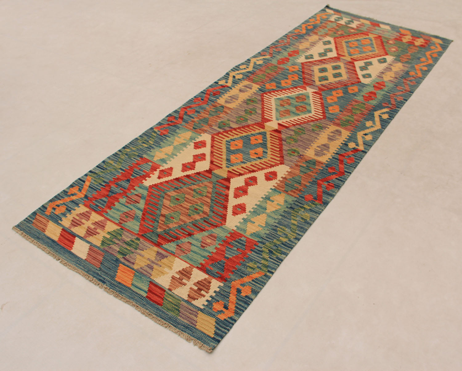 3' X 8' Multy Handmade Veggie Dye Kilim Rug Runner