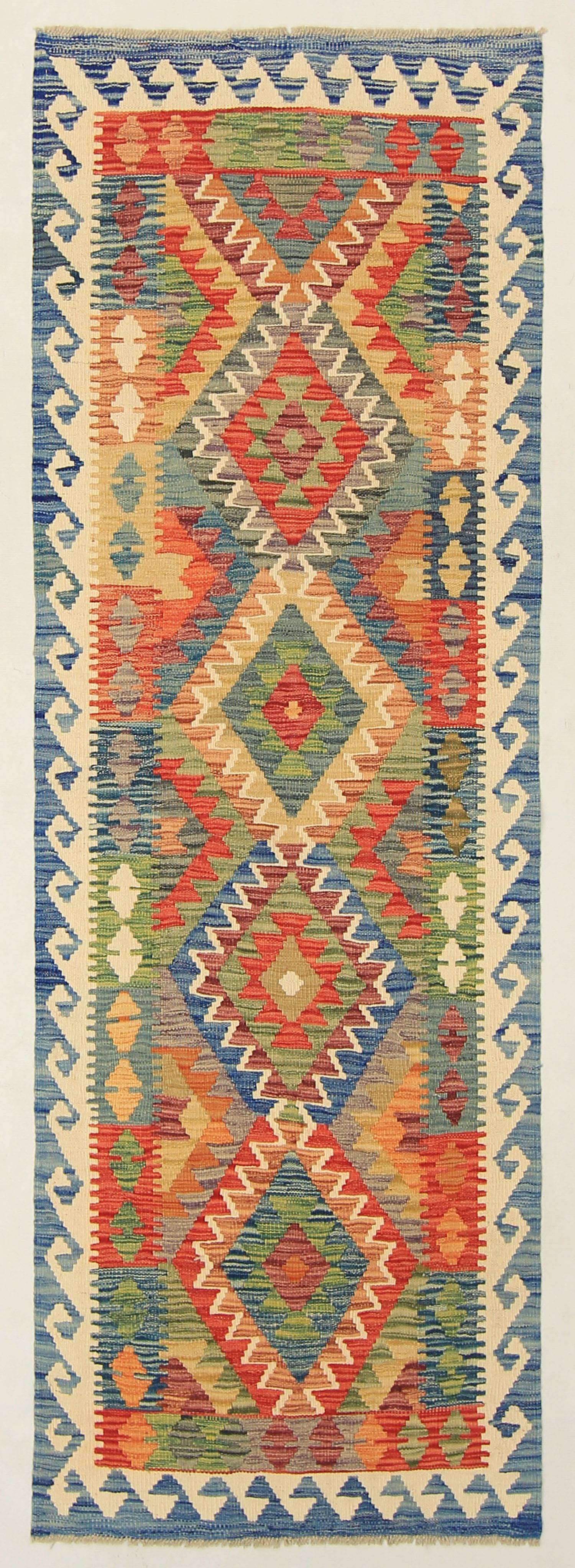 3' X 8' Multy Handmade Veggie Dye Kilim Rug Runner