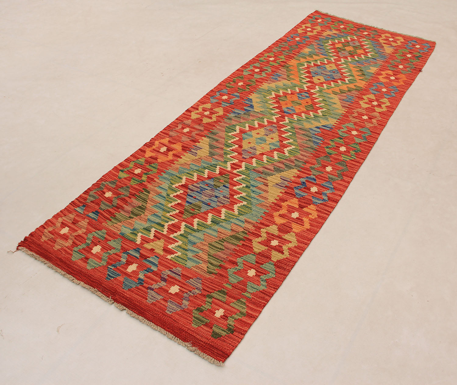 3' X 8' Multy Handmade Veggie Dye Kilim Rug Runner