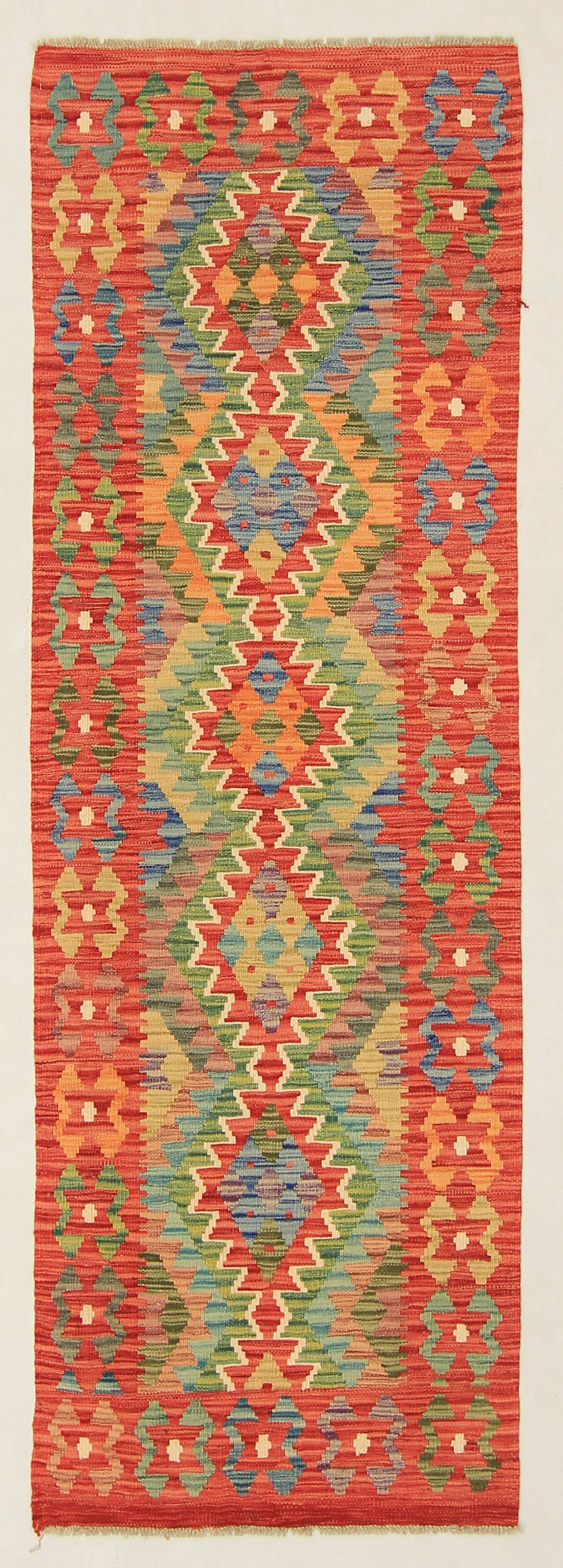 3' X 8' Multy Handmade Veggie Dye Kilim Rug Runner