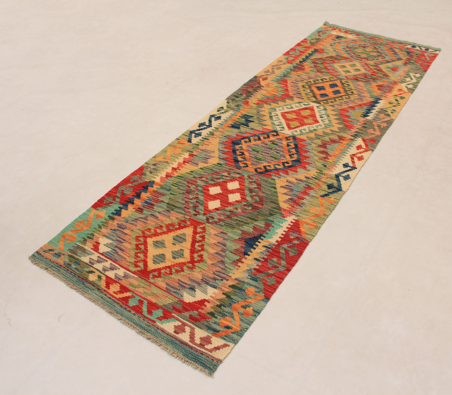 3' X 8' Multy Handmade Veggie Dye Kilim Rug Runner