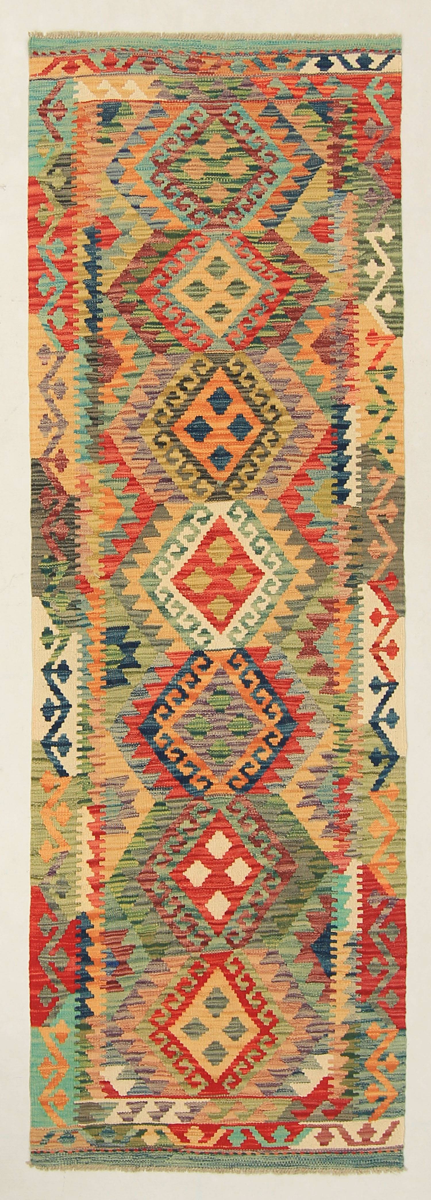 3' X 8' Multy Handmade Veggie Dye Kilim Rug Runner
