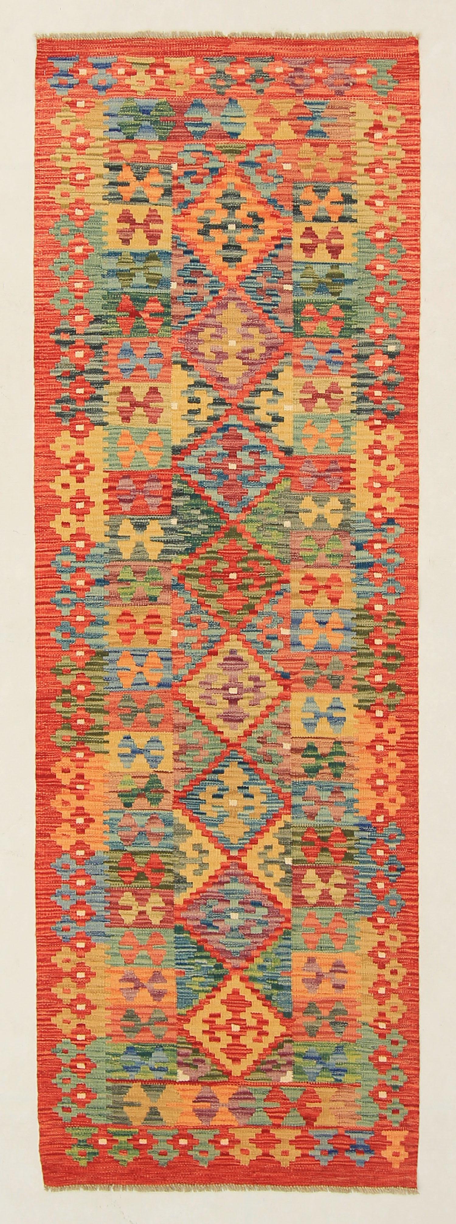 3' X 8' Multy Handmade Veggie Dye Kilim Rug Runner