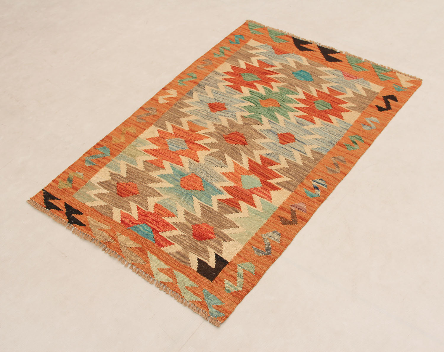 2' 6" x 4' Multy Handmade Veggie Dye Kilim Rug Rectangular