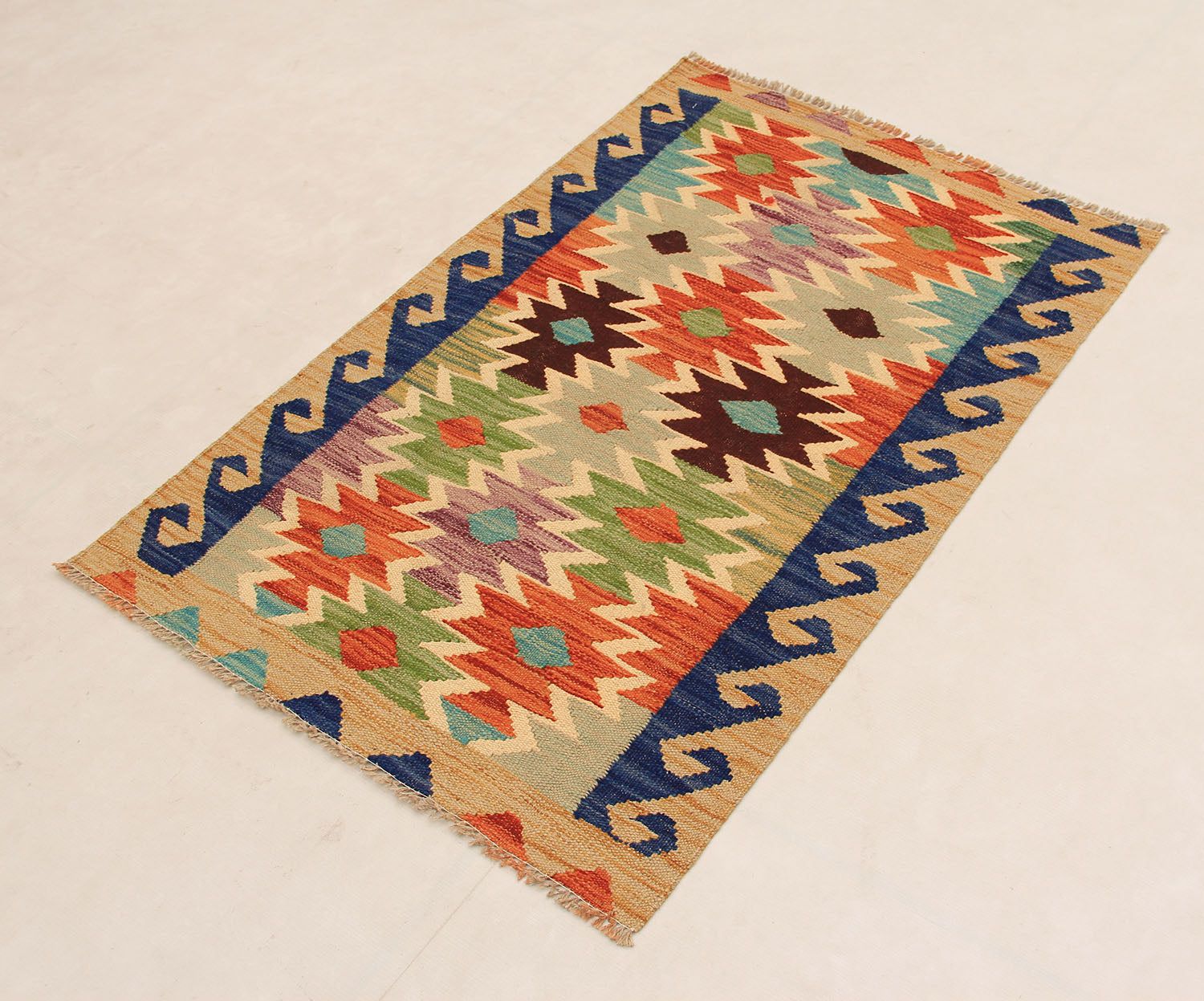 2' 6" x 4' Multy Handmade Veggie Dye Kilim Rug Rectangular