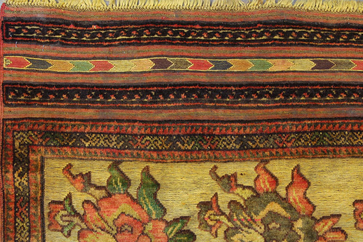 Yellow Handmade Berjista Afghan Rug Rectangular