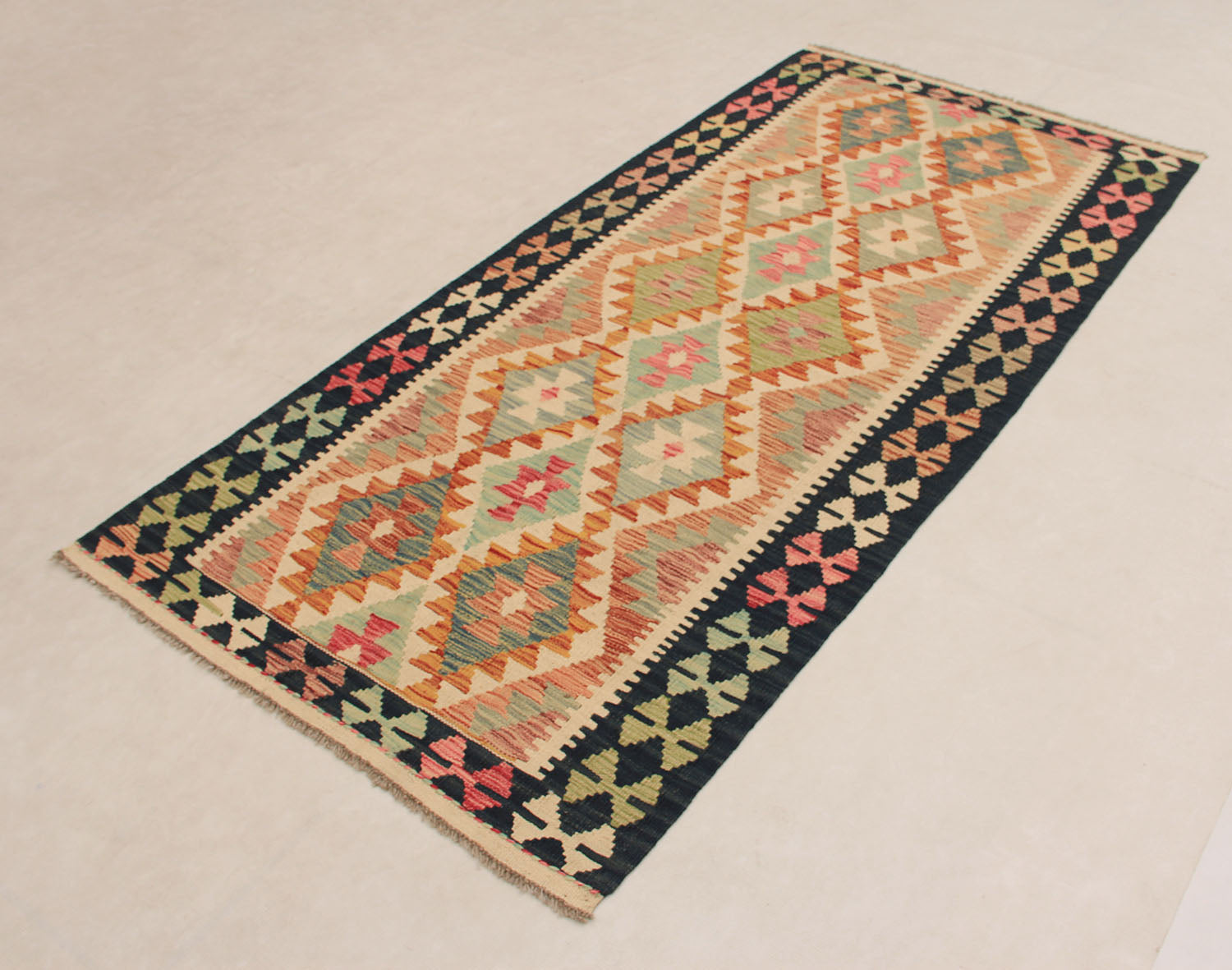 Multy Handmade Veggie Dye Kilim Rug Runner