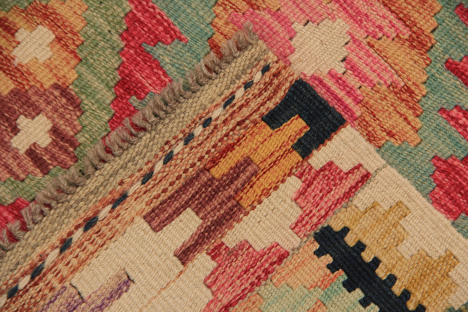 Multy Handmade Veggie Dye Kilim Rug Runner