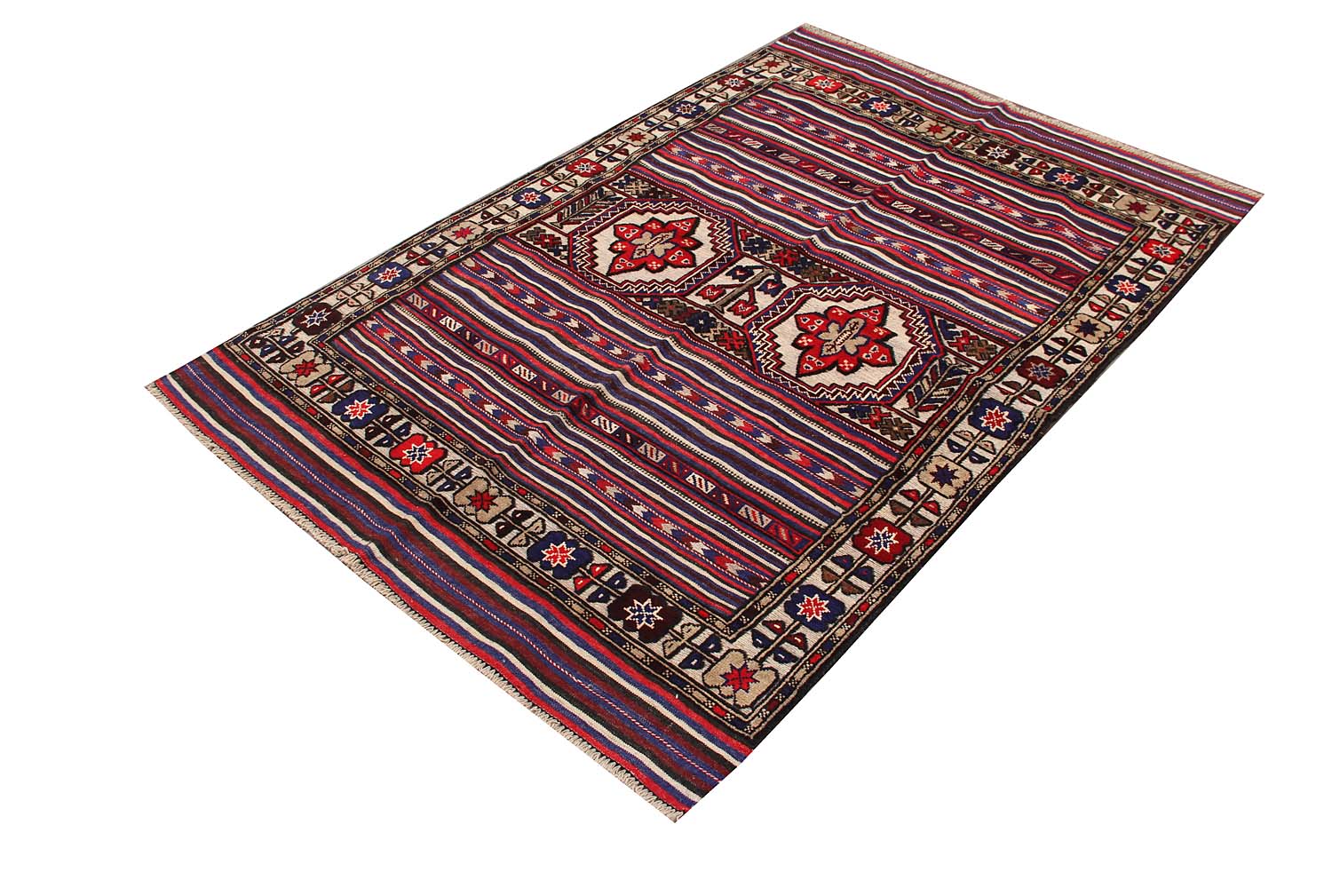 4' 6" x 6' 6 Multi Handmade Berjista Afghan Rug Rectangular