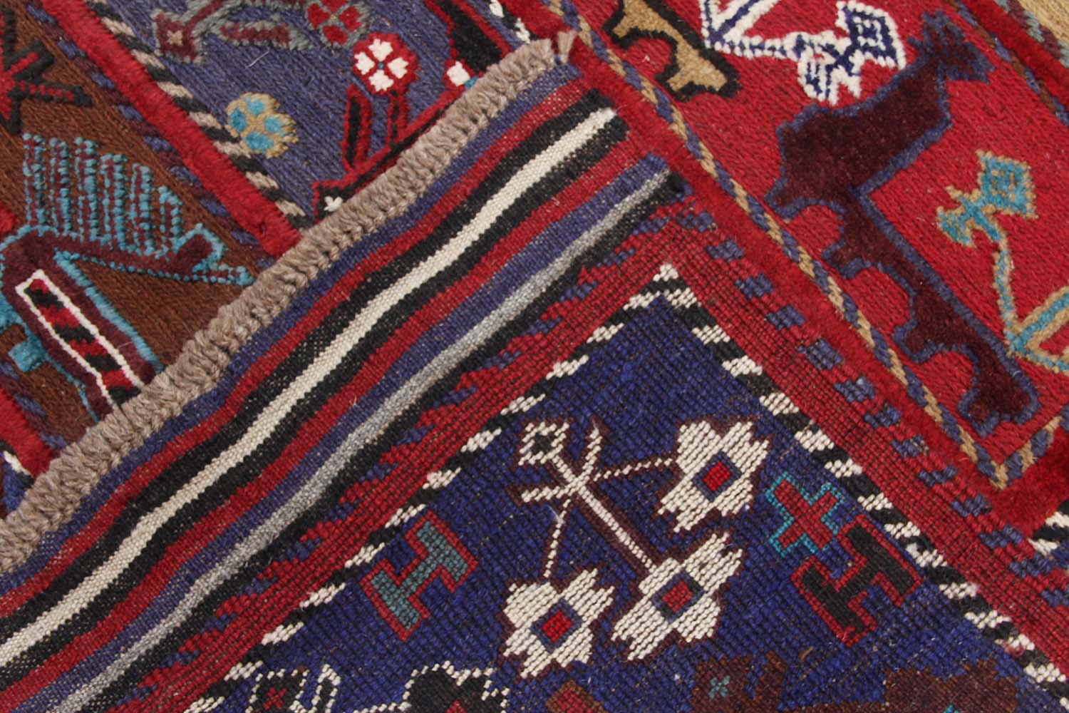 4' x 6' Multi Handmade Berjista Afghan Rug Rectangular