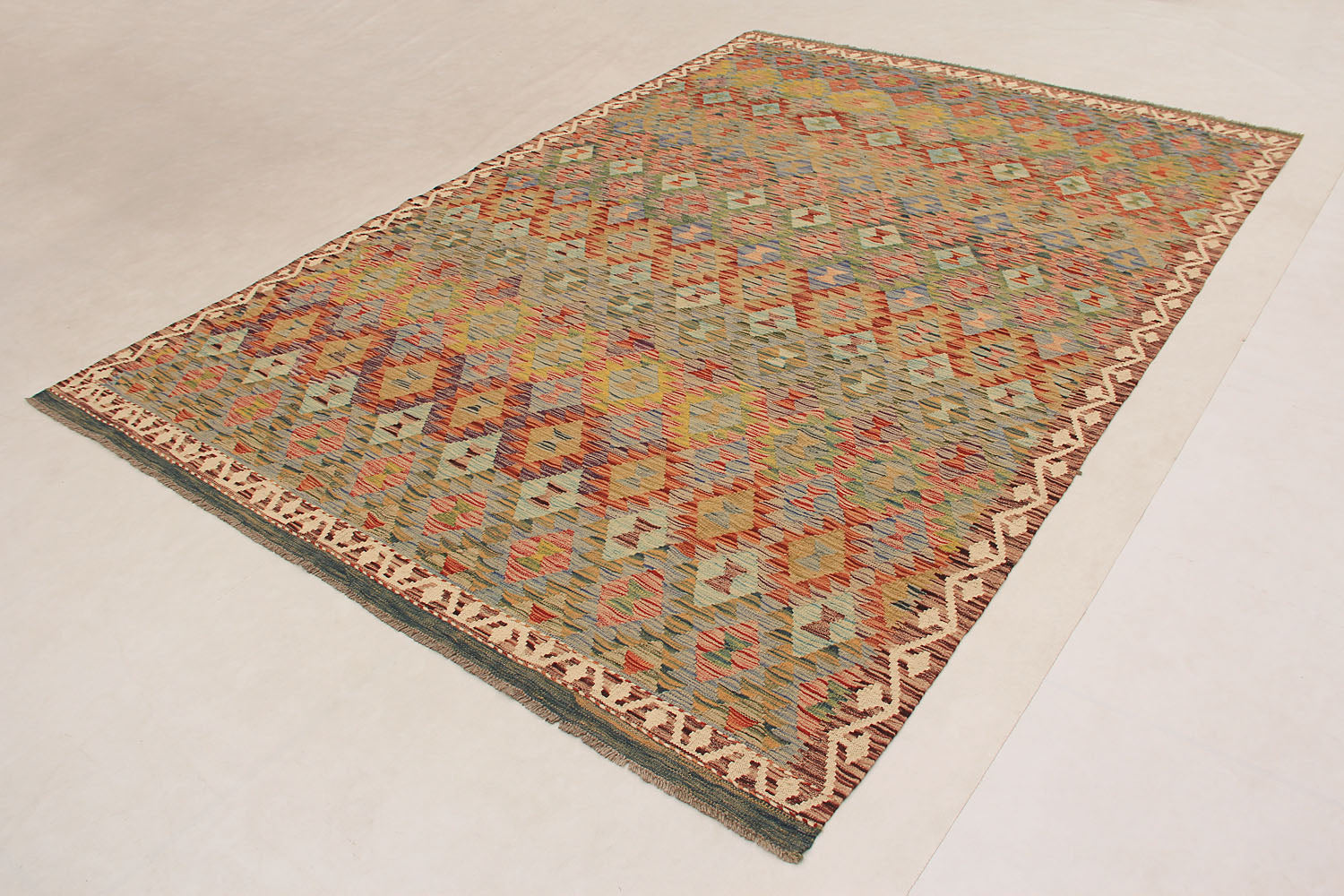 6' 6"X 10' Multy Handmade Veggie Dye Kilim Rug Rectangular