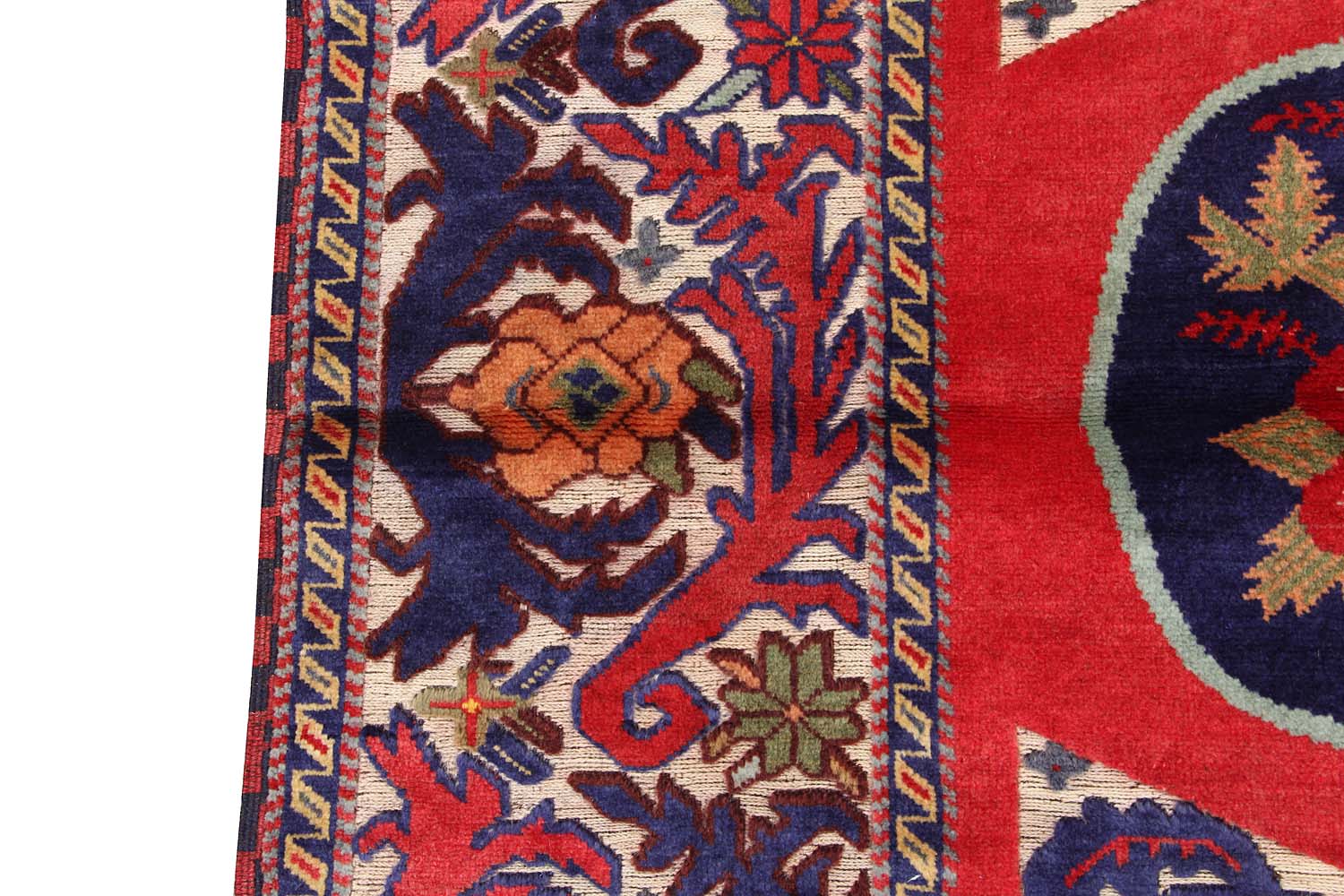 4' x 6' Red Handmade Berjista Afghan Rug Rectangular