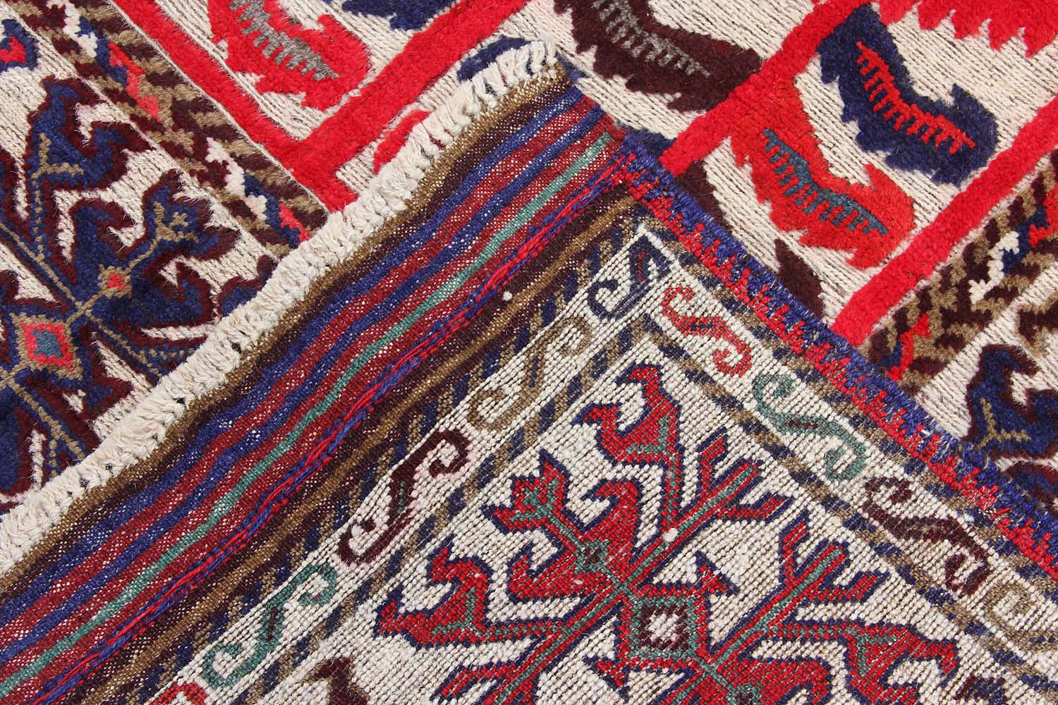 4' x 6' Red Handmade Berjista Afghan Rug Rectangular