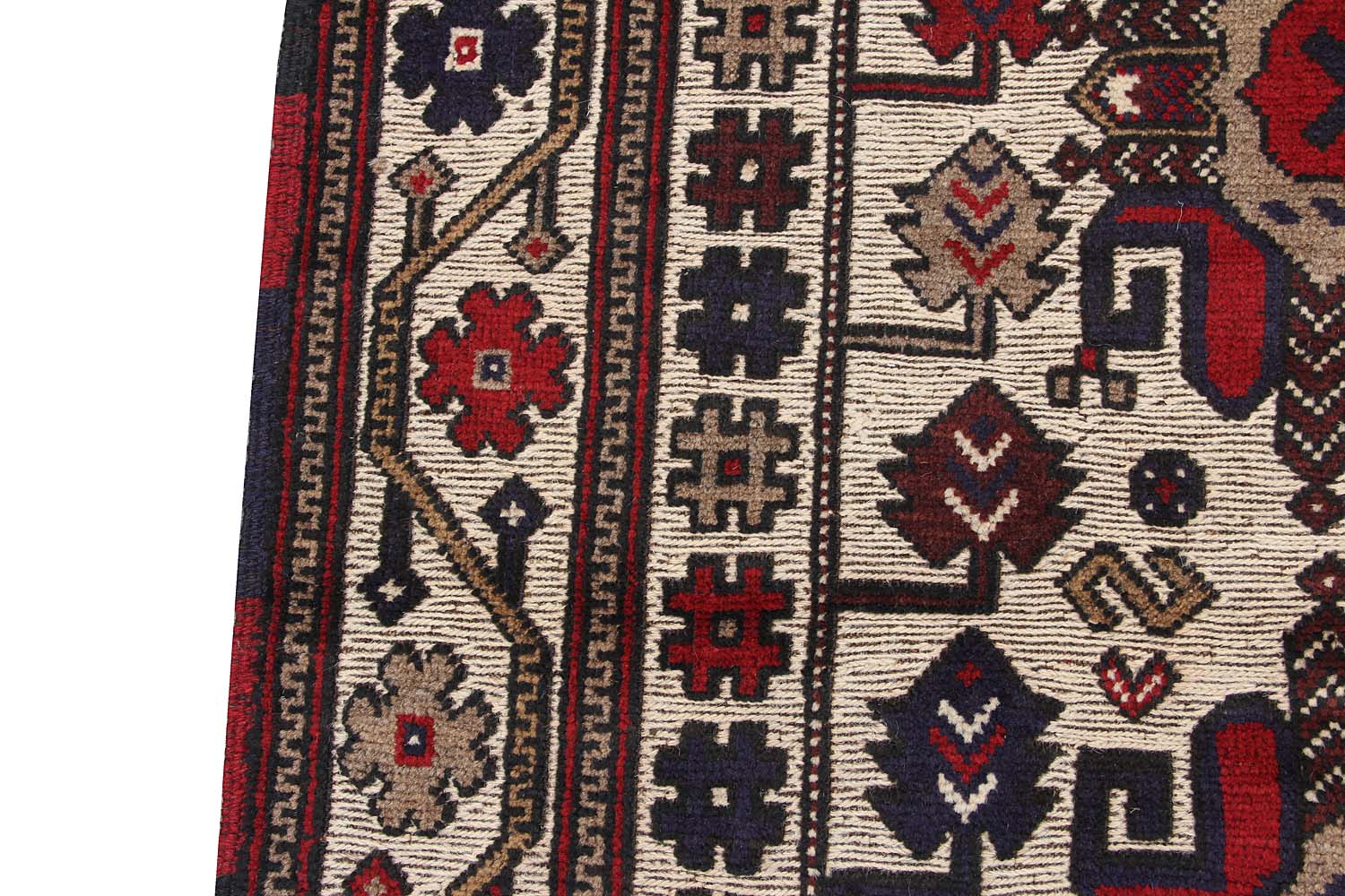 4' 6" x 6' 6 Ivory Handmade Berjista Afghan Rug Rectangular