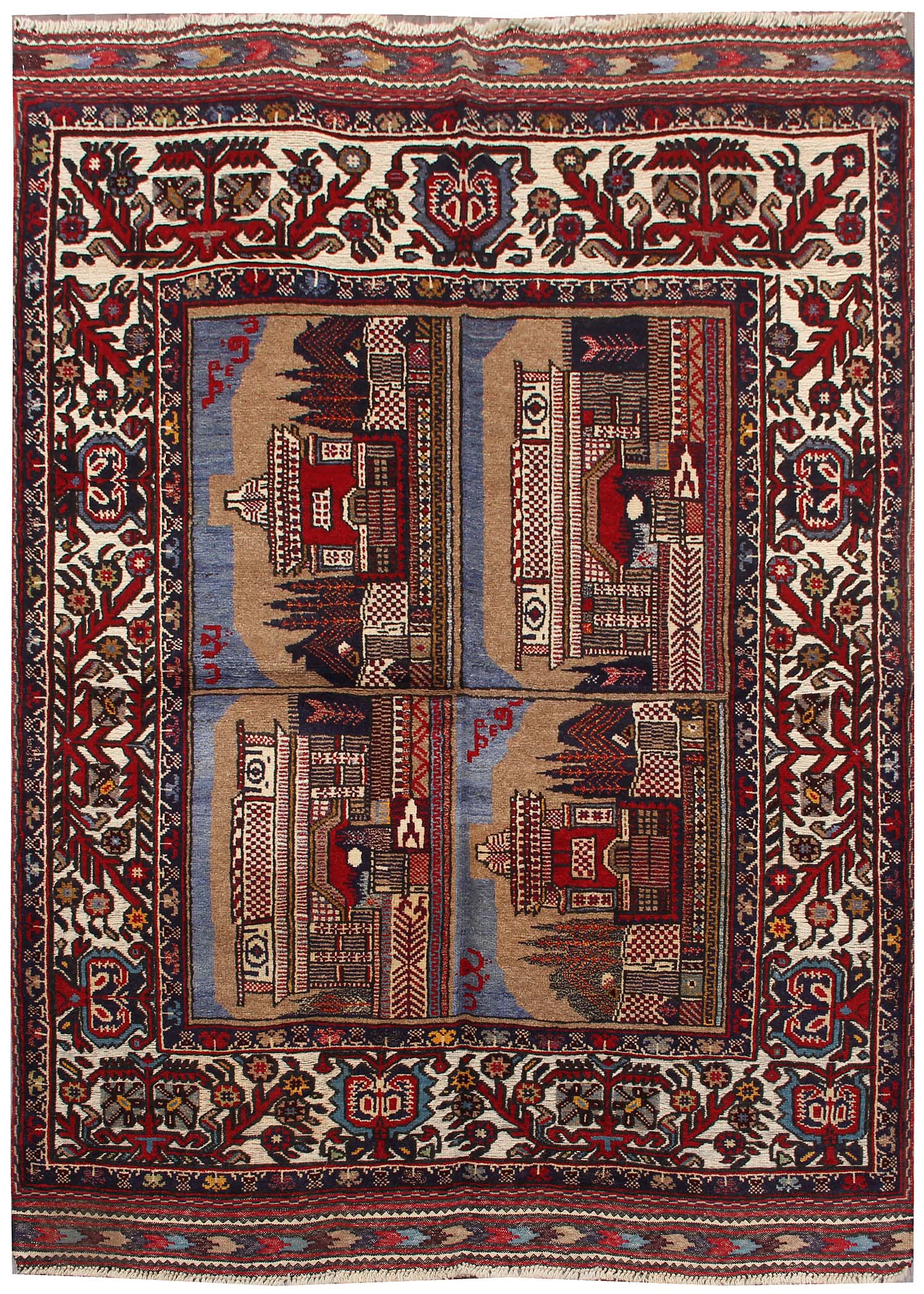 4' 6" x 6' 6 Grey Handmade Berjista Afghan Rug Rectangular